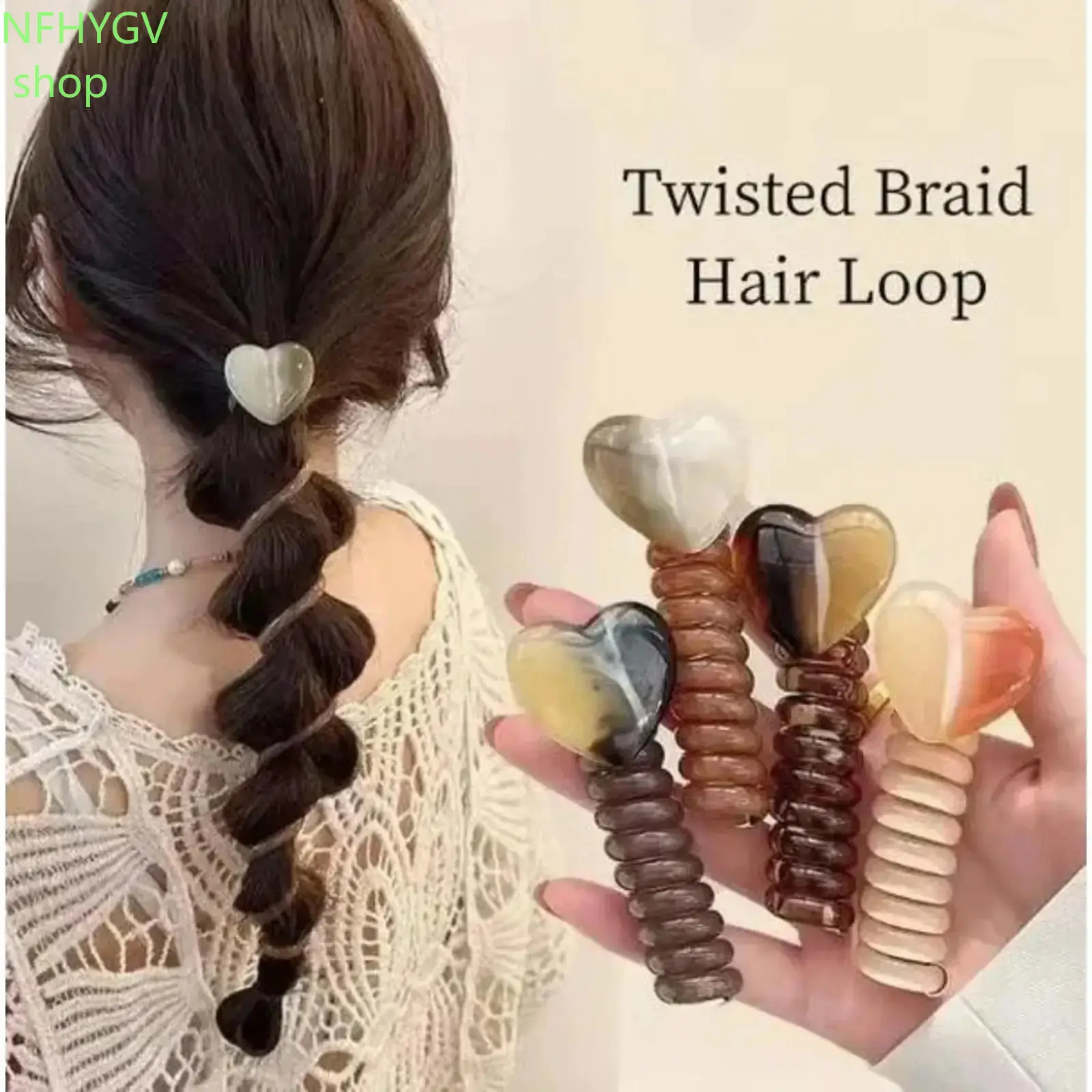 4Pcs Women’s All‑In‑One Hair Accessory Set, Bubble Braid Headband, Spiral Phone‑Cord Elastic Hair Ties, Gentle No‑Damage Ponytail Holders, Decor Charms, Twill Ribbons And Soft Scrunchies For Daily Casual Styling