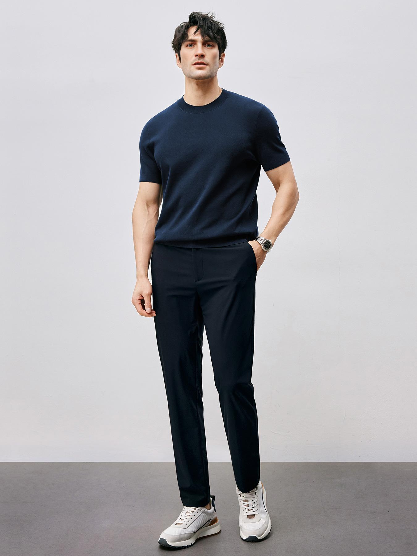 Fioboc Men's Crewneck Knitted T-Shirt Top for Father's Day, Christmas Gifts and Daily Casual, Comfortable, Breathable and Skin-Friendly Fioboc Men's Crewneck Knitted T-Shirt Top for Father's Day, Christmas Gifts and Daily Casual, Comfortable, Breathable and Skin-Friendly