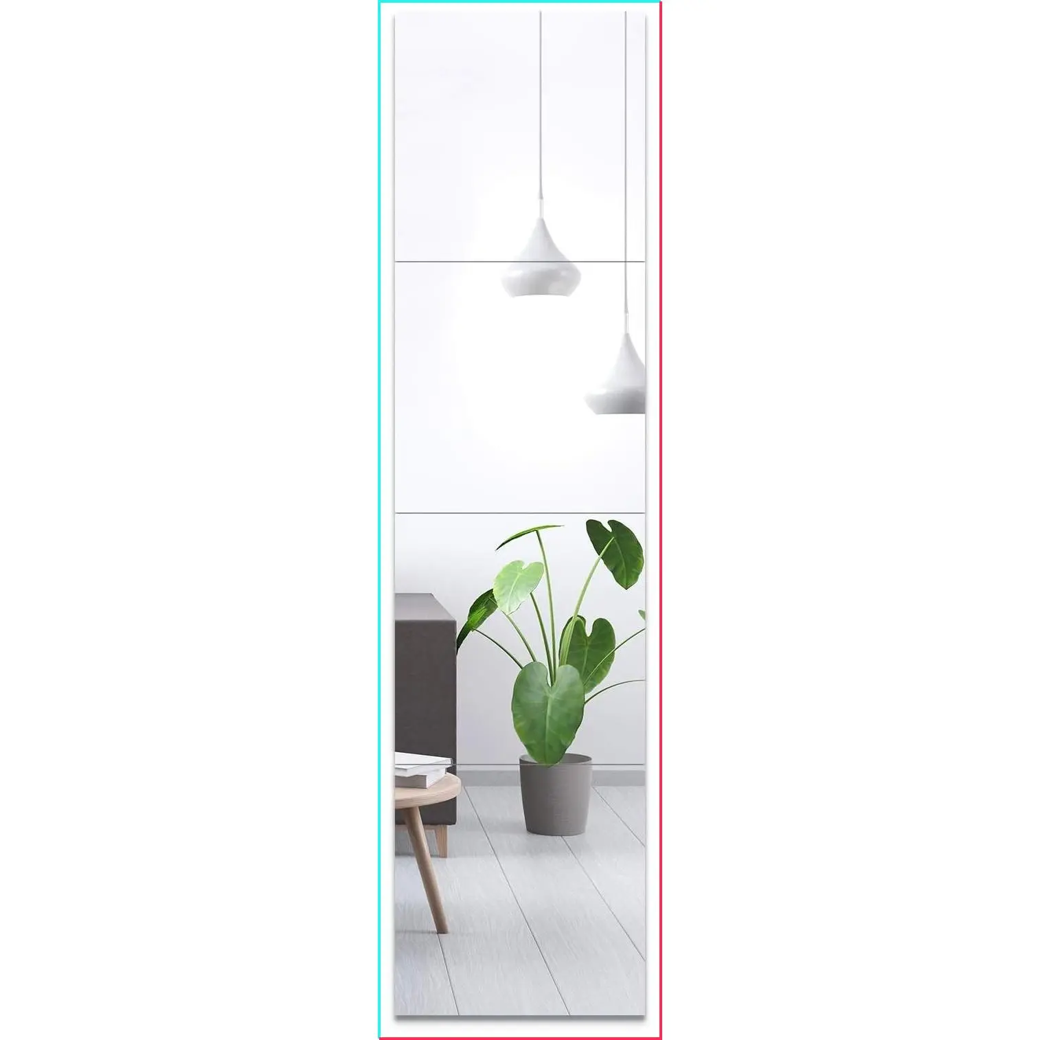 Full Length Frameless Glass Mirror Tiles 12 Inch x 4 Pieces, Body Mirror for Home Gym, Door, Closet, Room, Easy to Install