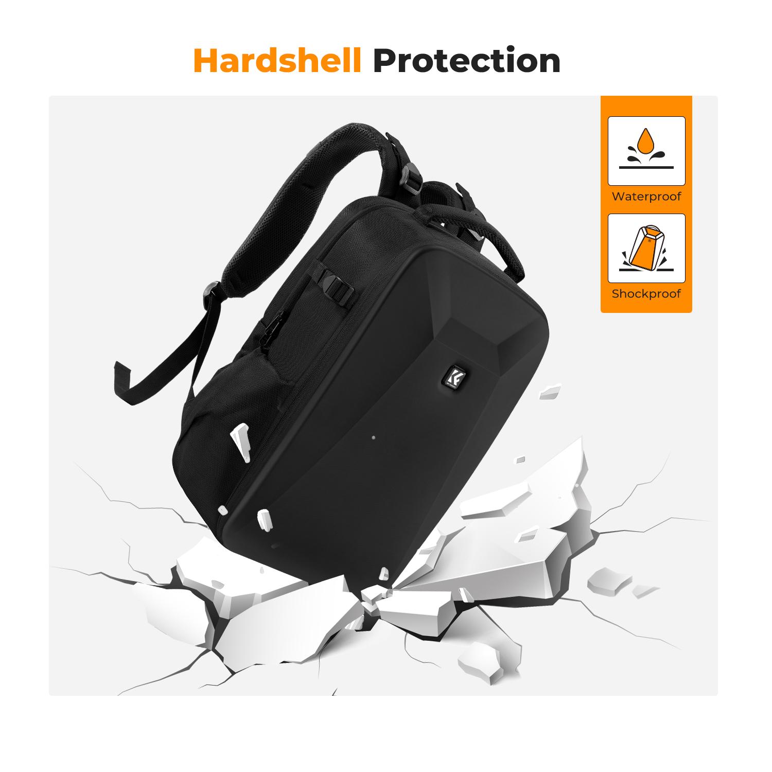 【K&F CONCEPT】Camera Backpack,Hardshell Photography DSLR Camera Bag with 15-15.6 Inch Laptop Compartment Waterproof Hard Shell Camera Case Compatible with Canon/Nikon/Sony/DJI Mavic Drone