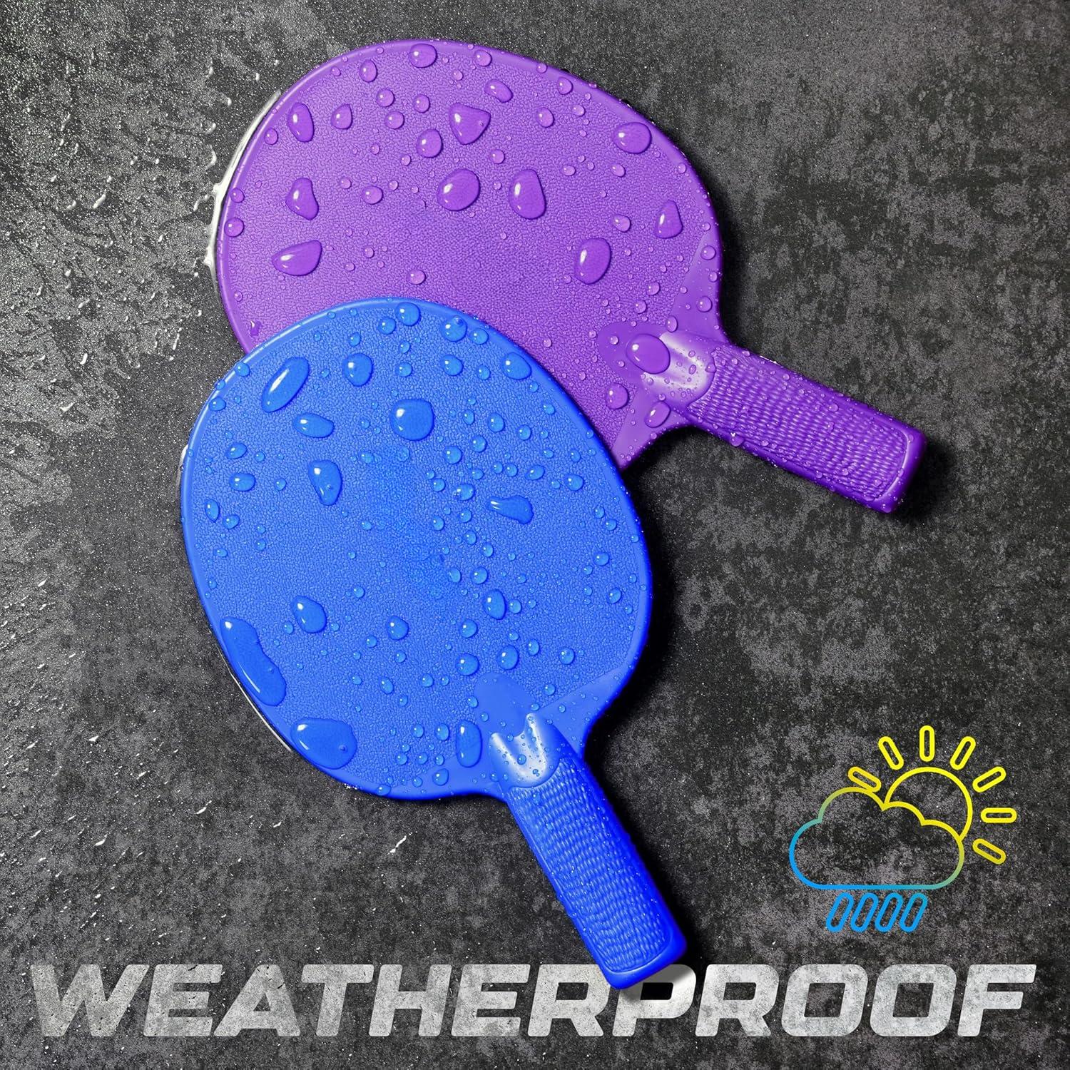 Unbreakable Table Tennis Paddles - Waterproof & Weather Resistant Table Tennis Rackets for Indoor & Outdoor Use – Textured Easy Grip Handle – Multiple Color Options