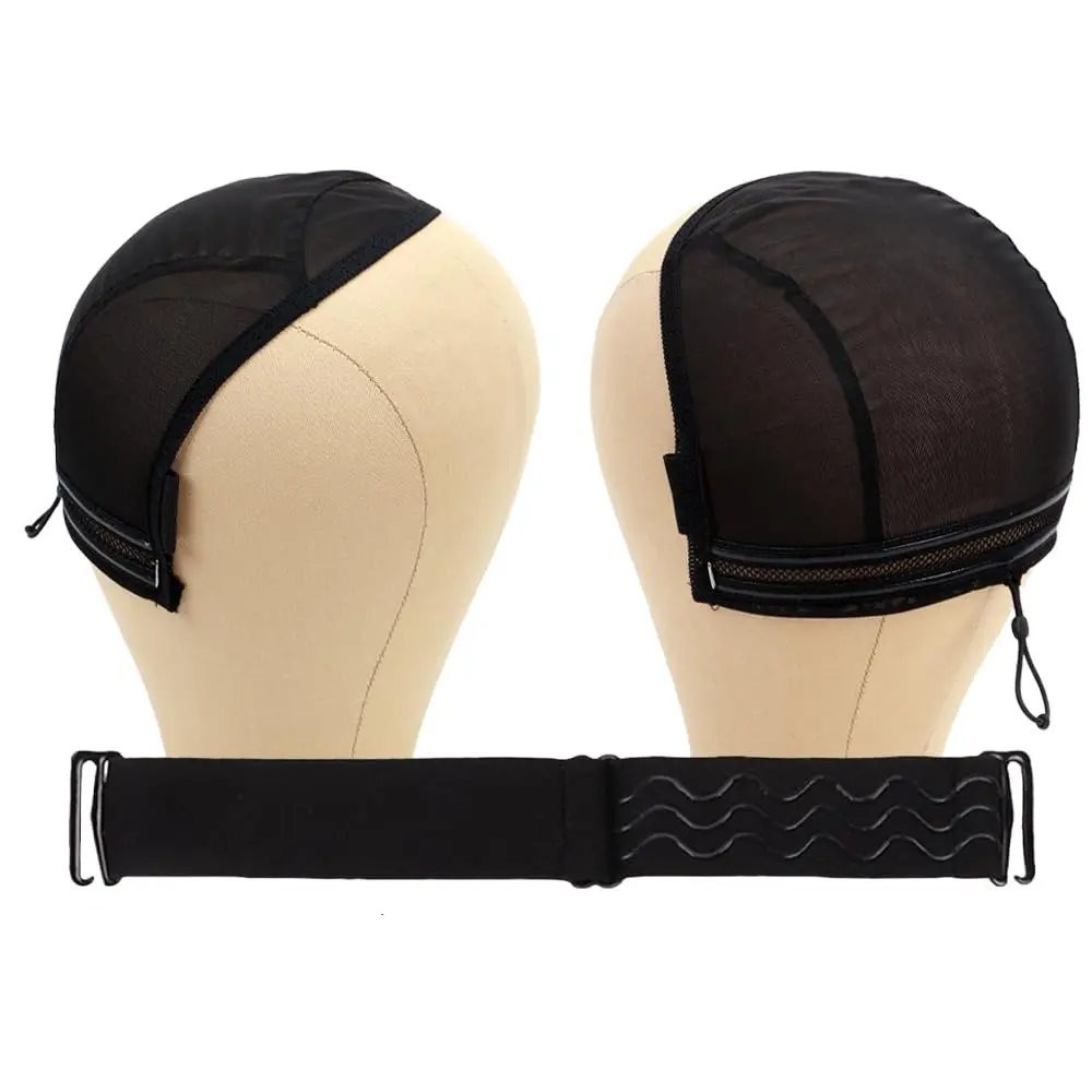 U Part Wig Cap with Drawstring & Anti-Slip Band | Breathable mesh. Non-slip strip + adjustable  band for secure wig fit(13×6 inches).