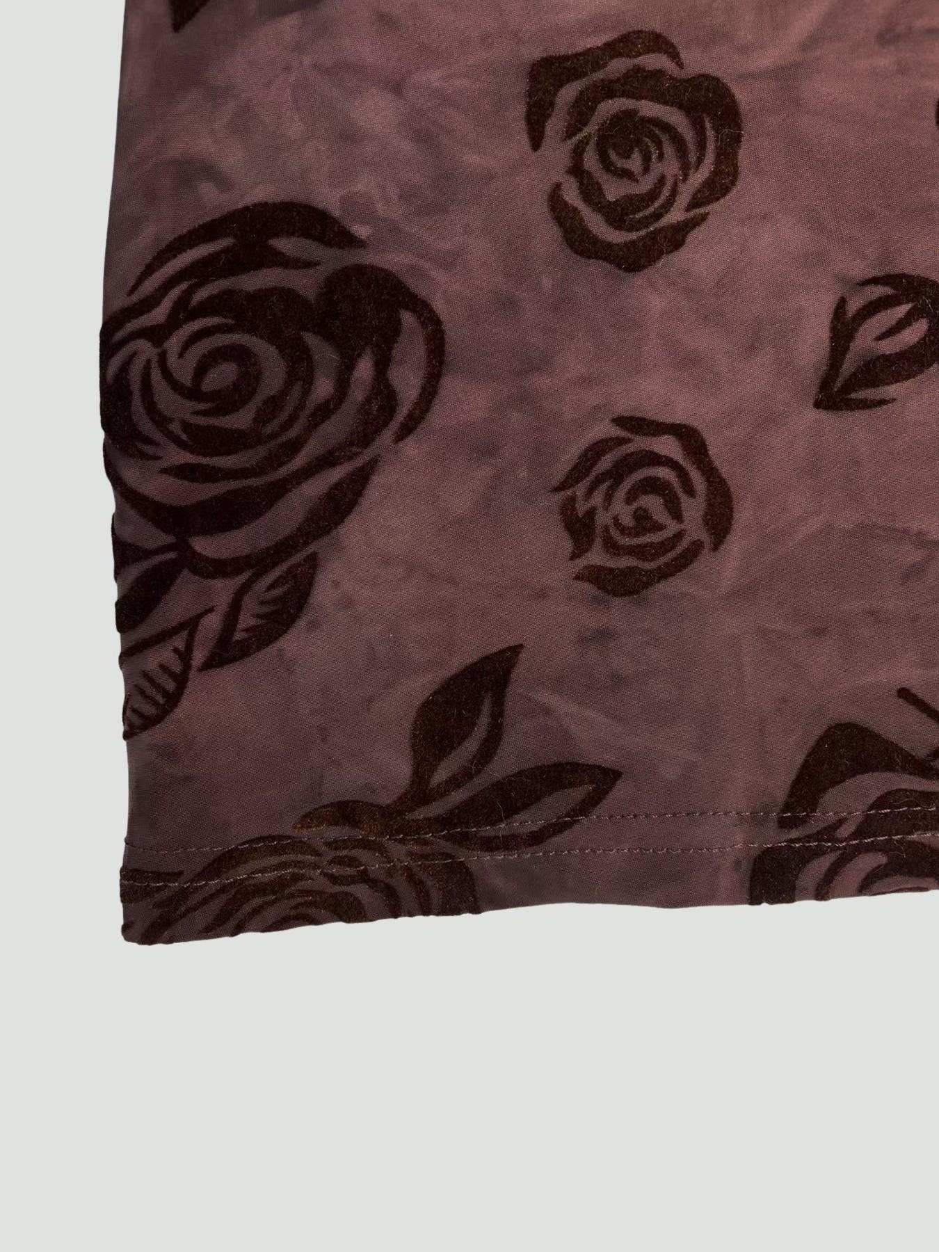 Vintage Rose Print Floral Velvet Mini Dress - Sleeveless Boat Neck Bodycon Dress Casual Evening Party Outfits Elegance Lady Womenswear Feminine