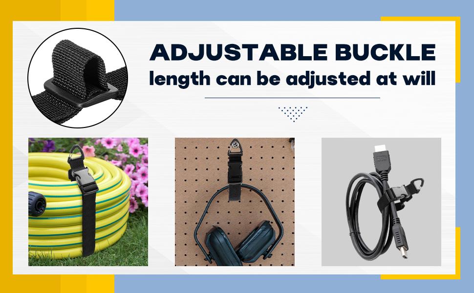 GJANSH 10 Pack 17 Inch Adjustable Extension Cord Holder Organizer with Triangle Clips for Garage Organization and Storage Heavy Duty Extension Cord Hanger for Men Workshop (Black)