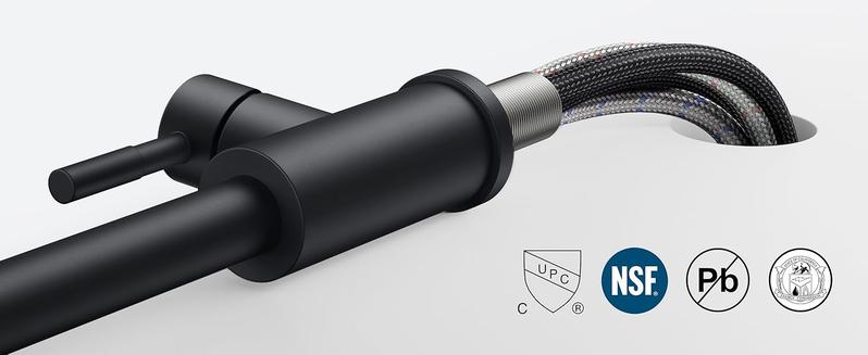 FORIOUS Kitchen Faucet with Soap Dispenser, Kitchen Faucets with Pull Down Sprayer, Updated High Arc Single Hole Faucet for Kitchen Sink RV