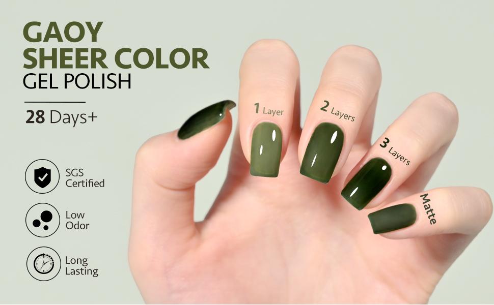 GAOY Jelly Gel Nail Polish, 16ml Sheer Green Translucent Soak Off Gel Polish, UV Light Cure for Nail Art DIY
