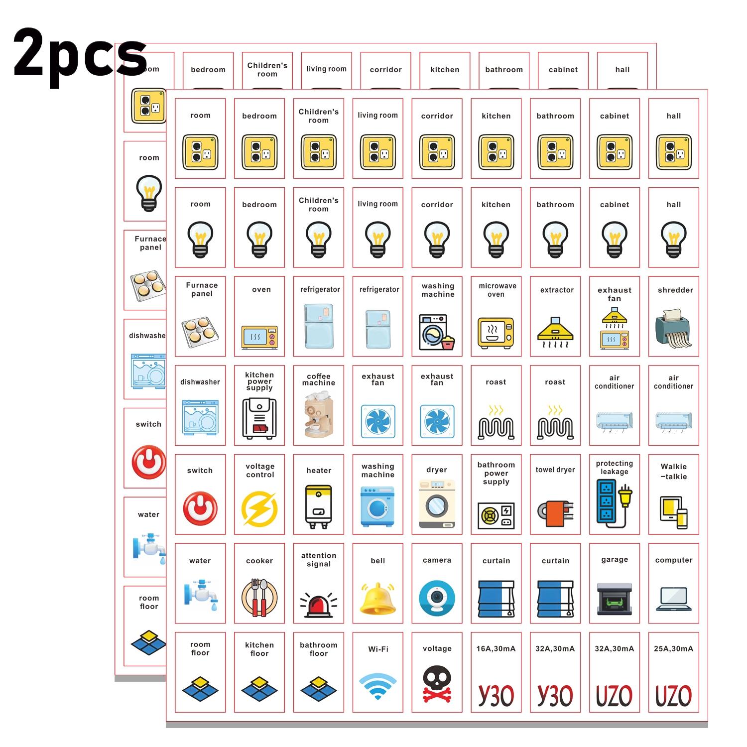 Electrical Panel Index Label Stickers, Switch Label Set, Circuit Breaker Reminder Decals, Home & Office Decor, Electrician Tools, Adhesive Stickers
