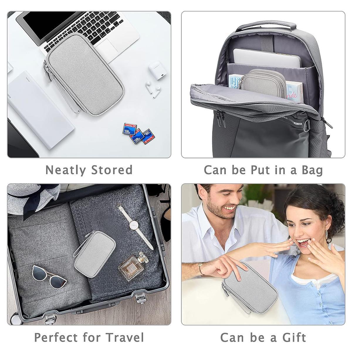 Waterproof Double Layer Travel Cable Organizer Bag, Portable All-in-One Electronic Accessory Carry Case for Cord Charger Phone Earphones, Unisex Travel Essential