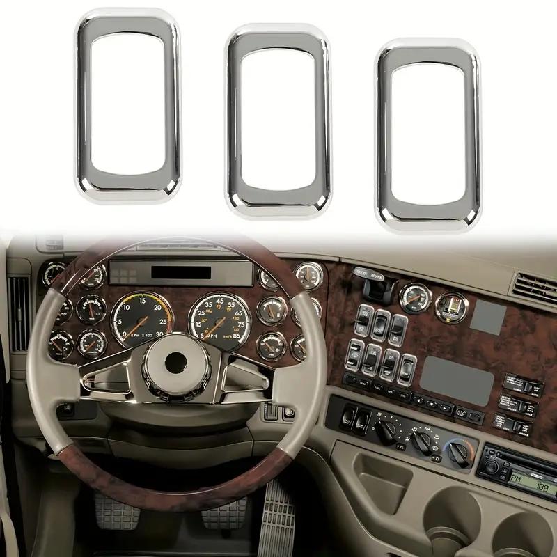 G-PLUS 3pcs Chrome Rocker Switch Trim Bezel Decoration Sticker New Fit For Peterbilt Keworth Freightliner Upgraded Version