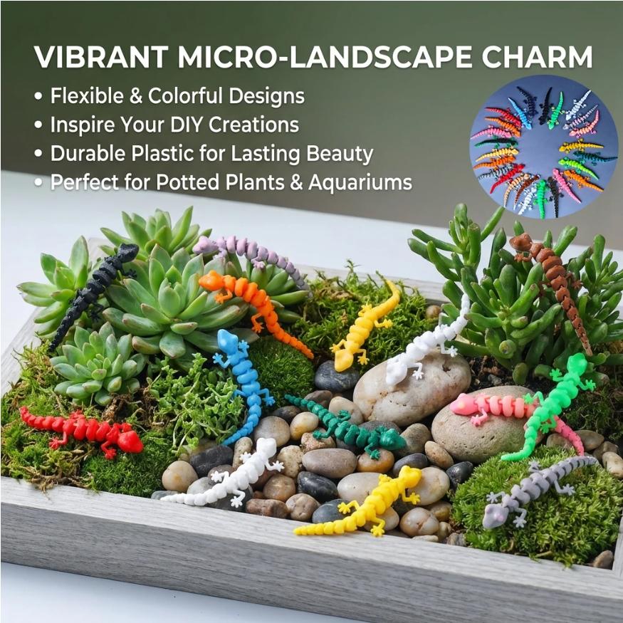 5pcs Mini Lizard Decorations, Natural Style Micro Landscape, Plastic Material, Indoor Aquarium Decoration, DIY Hobby Essentials