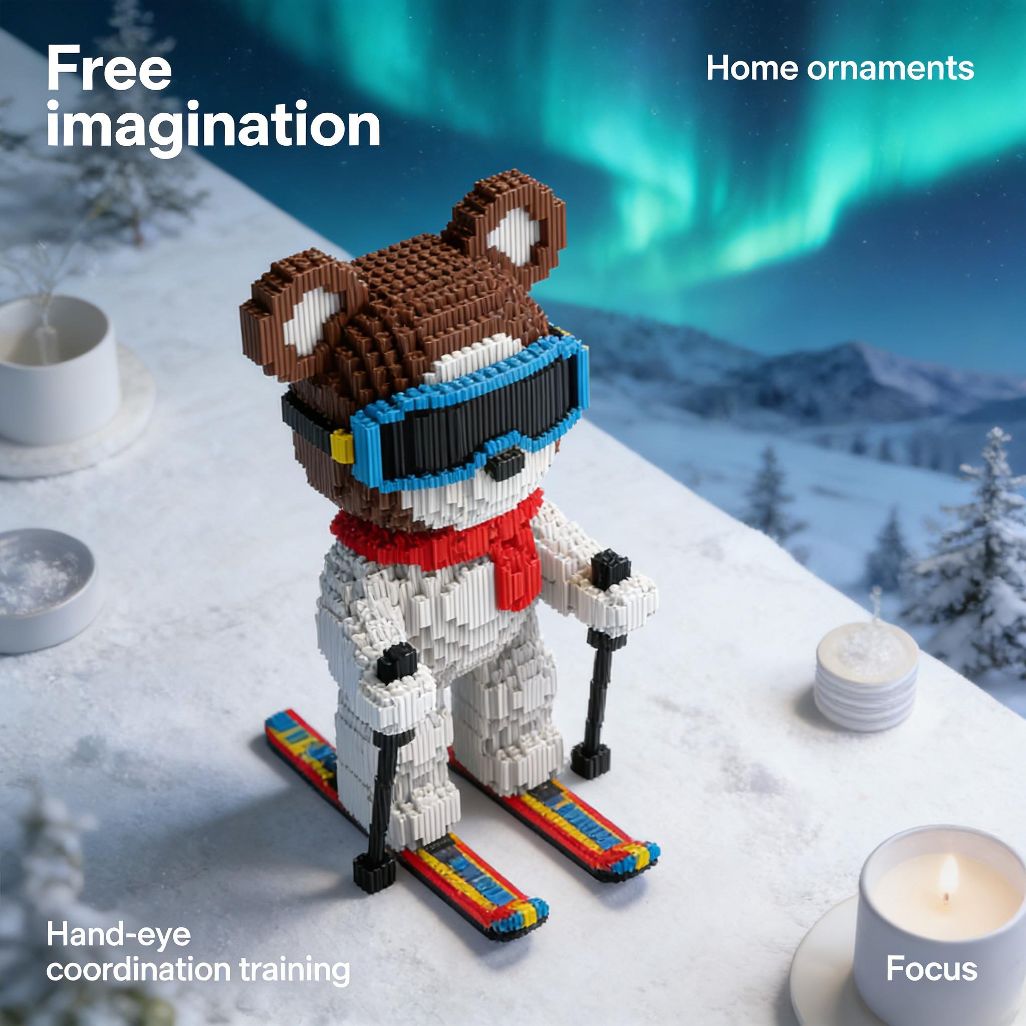 Snowboarding Bear Series Creative Building Blocks Model, 1451pcs, Original Authentic, New 2026 Size, Gift Idea, DIY Craft Decor