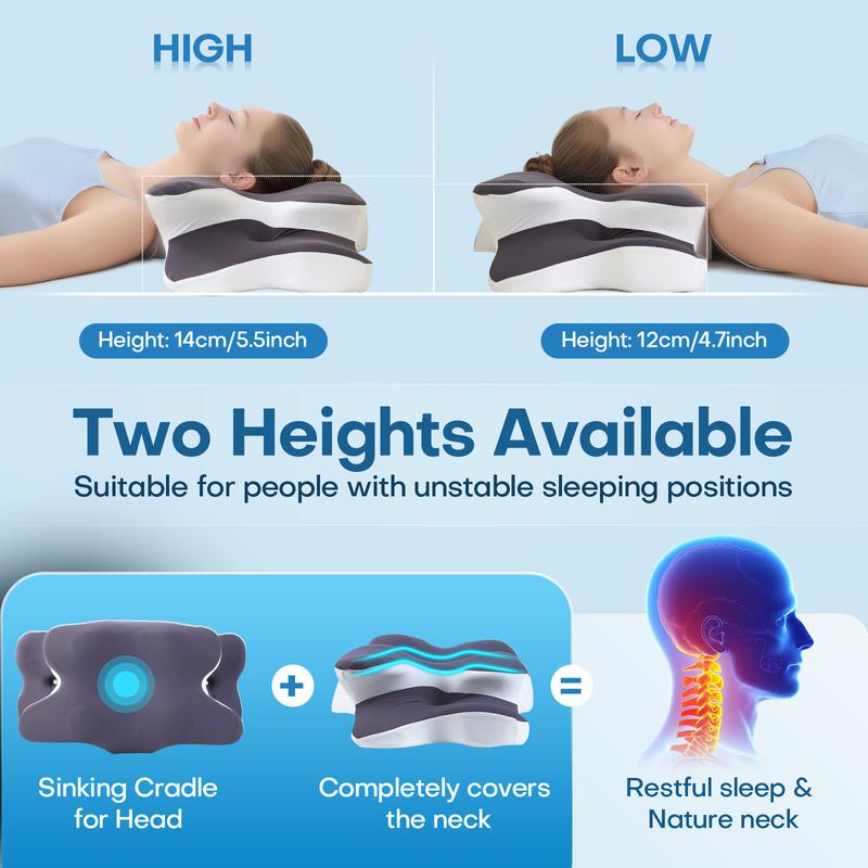 Premium breathable neck pillow for side and back sleepers, supportive memory foam bed pillow for ultimate comfort. Sleep aid, sleep pillow, Christmas gift, holiday gift