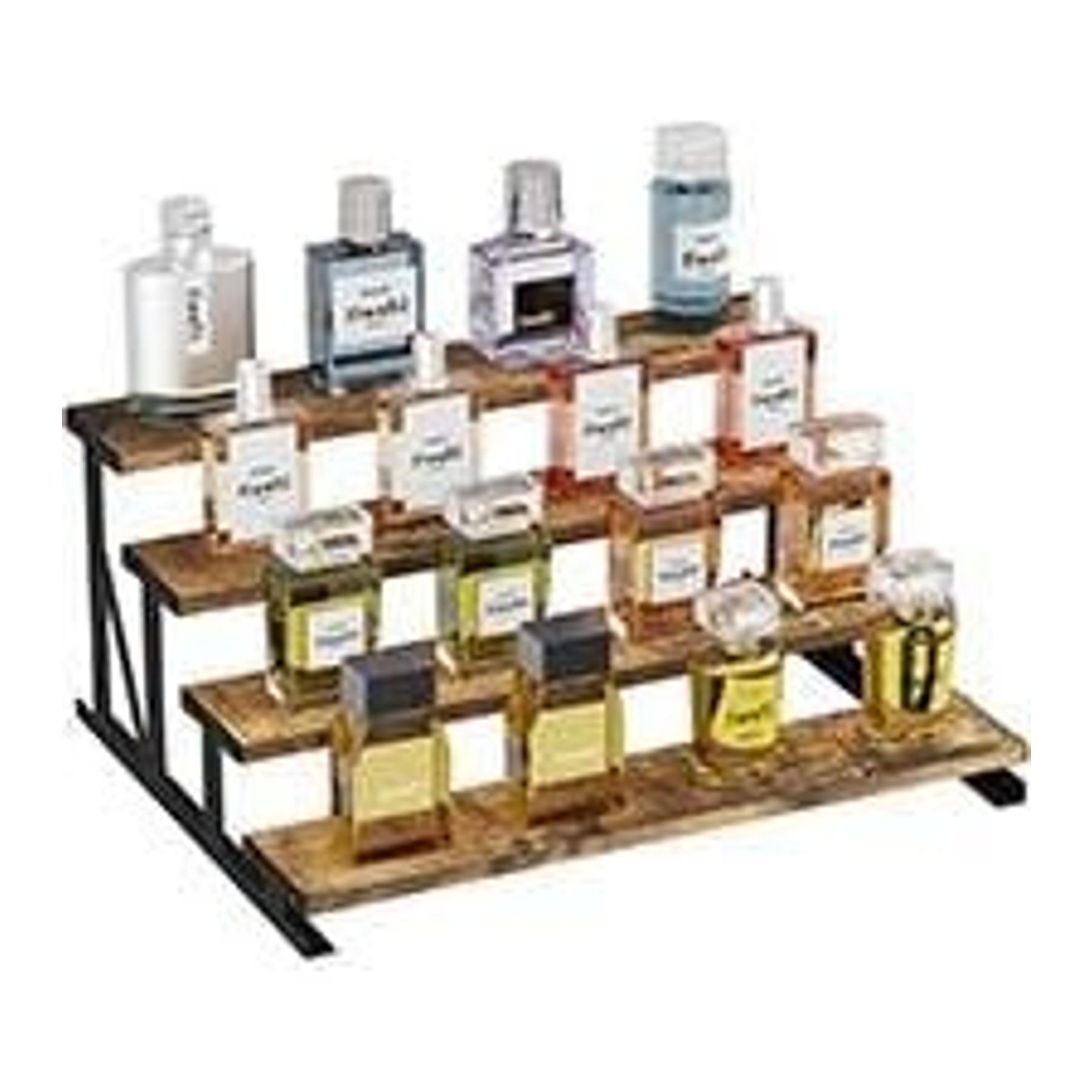 12" Plastic Perfume Organizer - 1-Piece Black Display Riser Shelf, Tool-Free Installation, for Makeup, Spice, Bedroom Counter Indoor Furniture Storage Decor