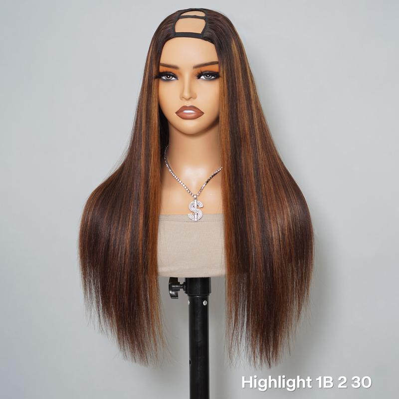 Mscoco Layered Body Wave U Part Human Hair Wig Affordable yaki Straight & Straight & Highlight U Part Human Hair Wigs 2×4 Opening Size Highlight 1B 22 And 1B 2 30 U Part Wig