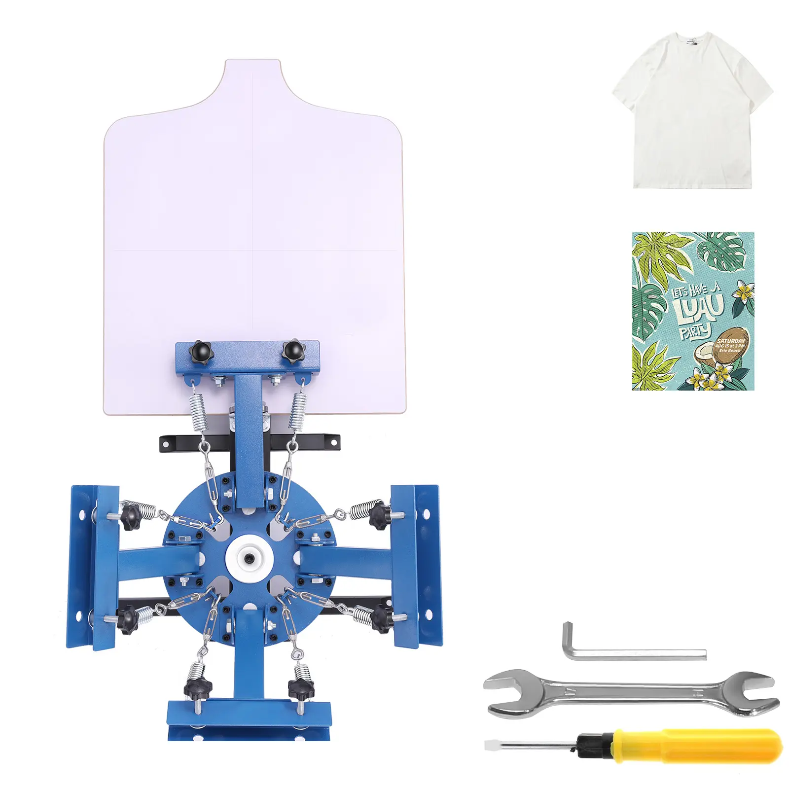 Screen Printing Machine 4 Color 1 Station Silk Screen Printing Press, 21.3 x 17.7 in, 360° Rotatable, Accurate Positioning, Powder-Coated Carbon Steel, Home and Commercial, Designed for T-shirt DIY