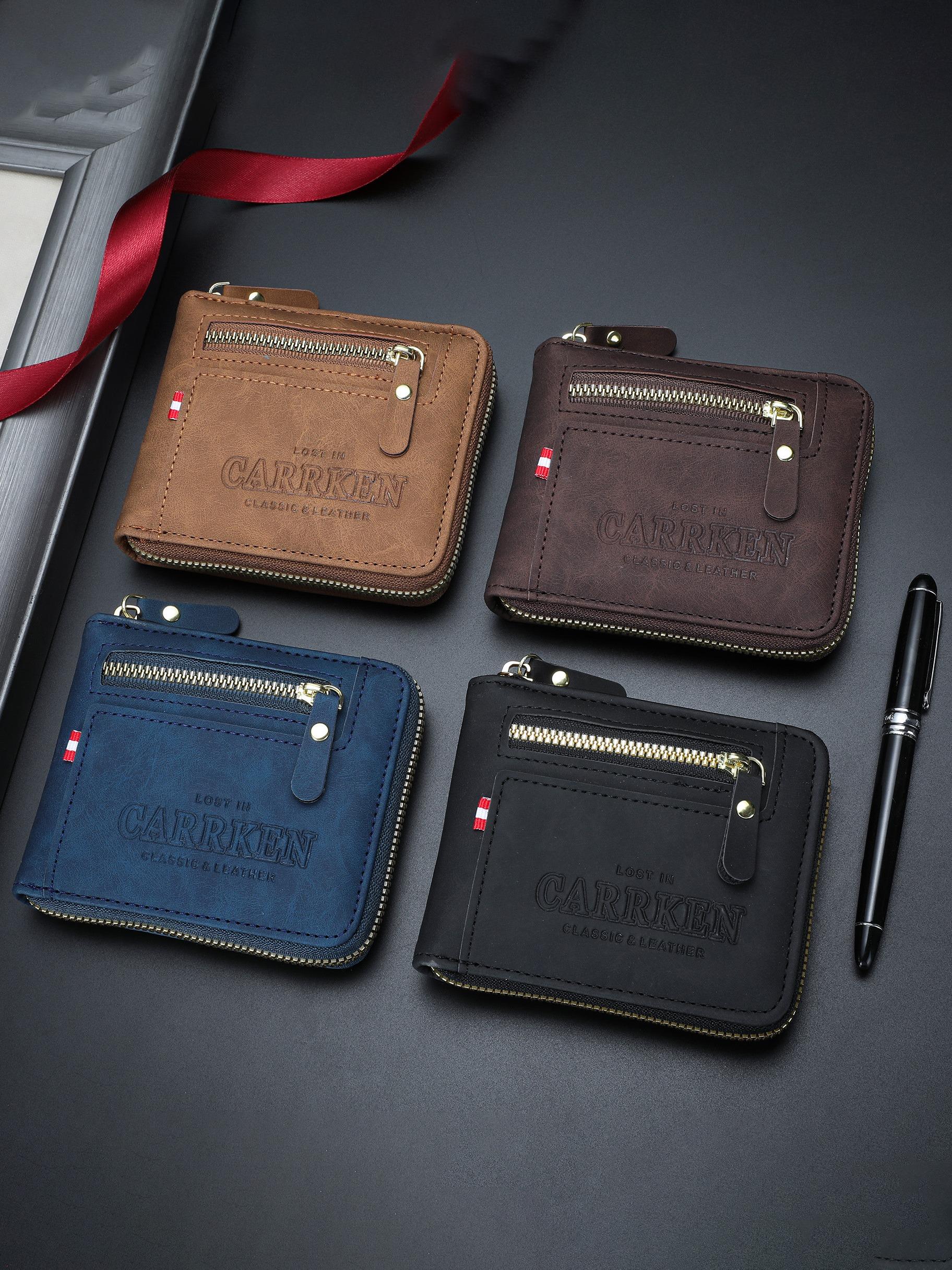 Men's Business Fashion Zipper Short Wallet, Multi Card Slot Card Holder, Multifunctional PU Leather Wallet, Casual Trendy Versatile High-quality Daily Wallet for Men, Credit Card Holder