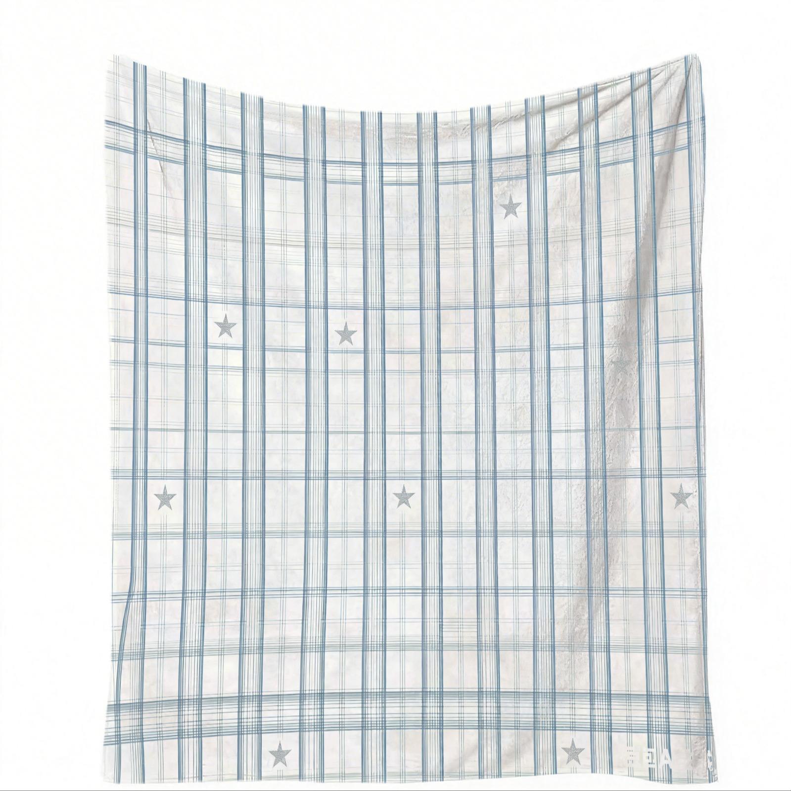 Smiley Grid Pattern Plush Blanket, Soft Warm Lightweight, Ideal for Bed Sofa Car Room Decor, Perfect Moving Holiday Gift