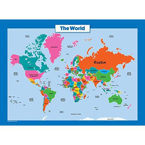 World Map and  Map for  - 2 Poster Set - LAMINATED - Wall Chart Poster of the  and the World (18 x 24)