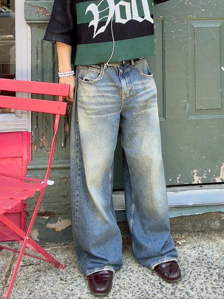 Men's Loose-Fit Ombre Denim Jeans, All-Season Street Style, Zipper Fly Closure, Moderate Fabric Thickness, Vintage Y2K Design, Streetwear