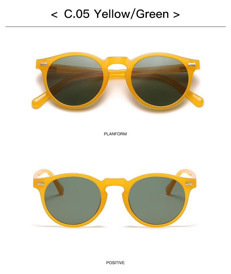 Retro Round Sunglasses Men Women Fashion Small Polarized Sun Glasses For Male Female Literary Vintage Shades Driving Eyeglasses Trendy Vintage Sunglasses