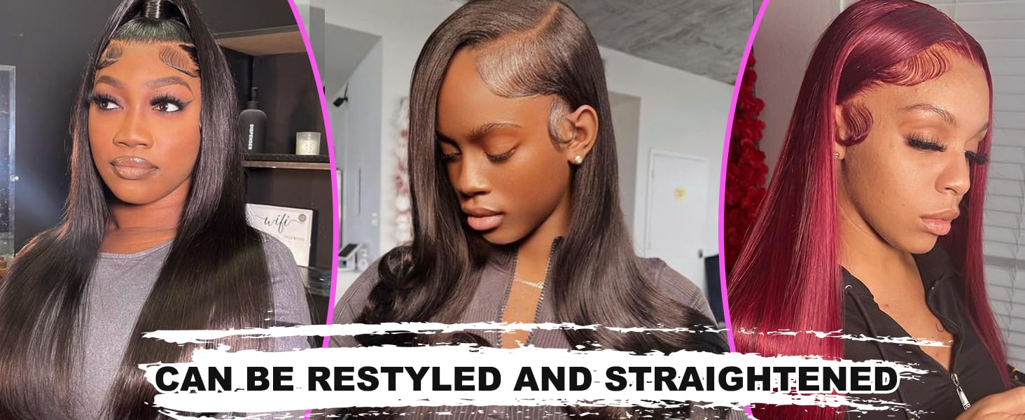 Tuneful Natural Black Straight Hair Wig For Women 13x6 Lace Frontal Wig 180% Density HD Tranparent Lace Front Wigs Human Hair P4/27 Pre Plucked 32 Inch