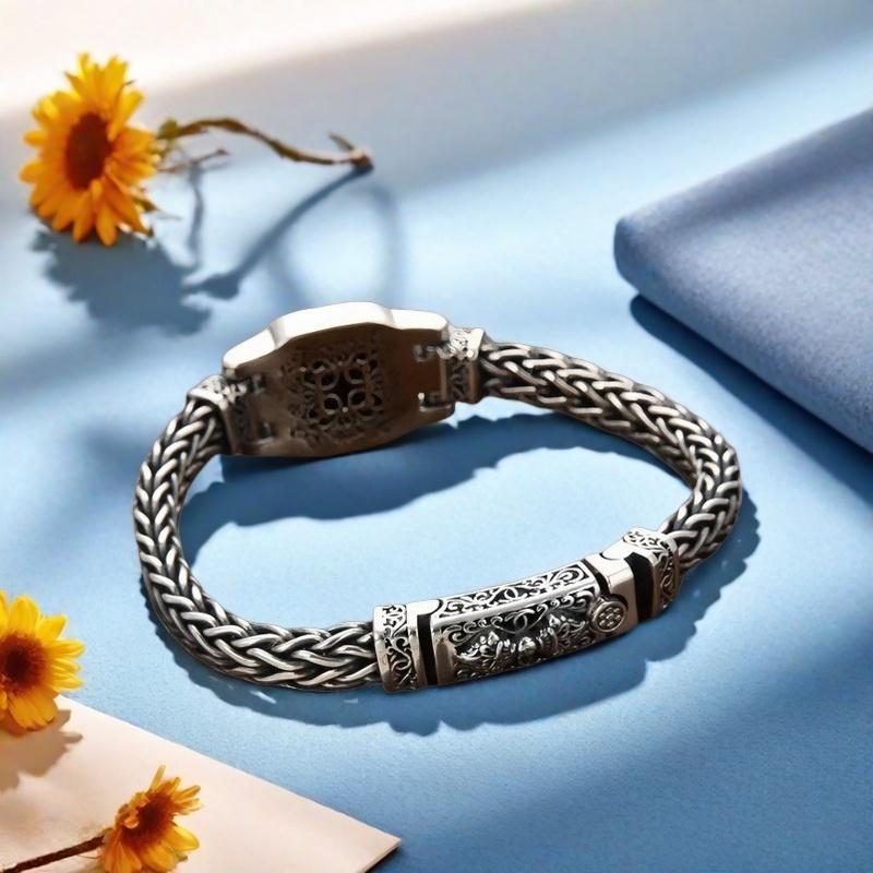 Full Silver s925 Bracelet Sterling Silver bracelet Men's bracelet can be worn open send boyfriend send dad birthday gift Silver weight 50g / 1.76oz