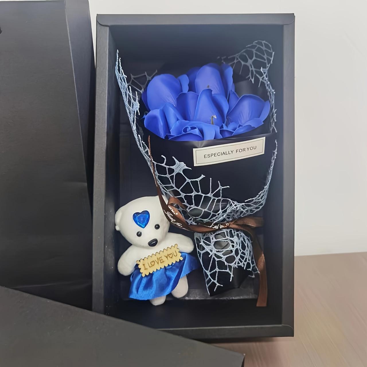 Boutique Rose Gift Box, Gift Box Design, 1 Set Artificial Rose Soap Flower Bear Cartoon Doll Bouquet Gift Box, Romantic Eternal Rose Bouquet, Deluxe Gift Box Set, Simulated Rose Desktop Bedroom, Unique Creative Gift for Birthday，christmas Gifts