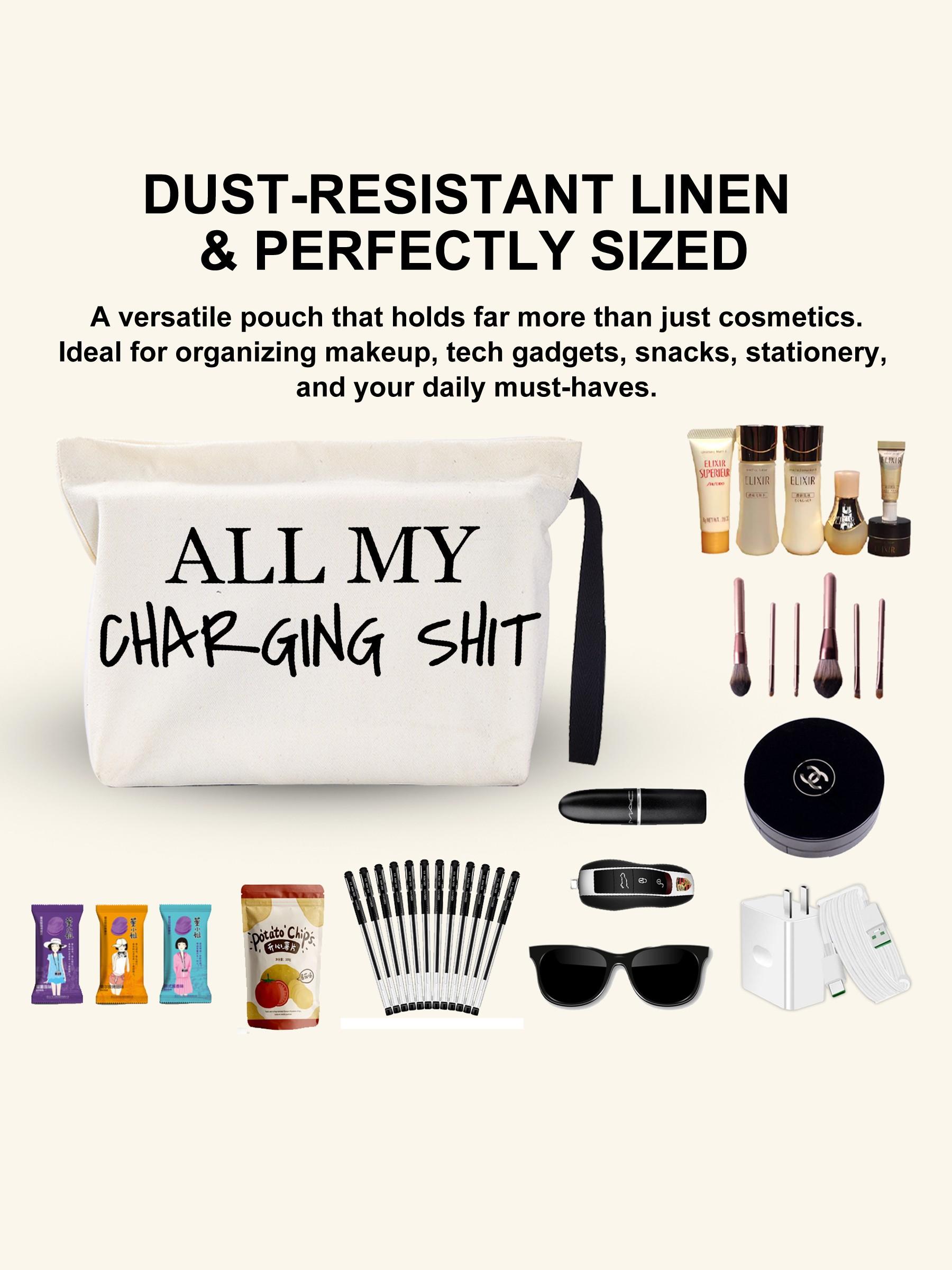 “All My Charging Shit Canvas Pouch – Versatile Storage for Charging Cables, Adapters, Cosmetics, Snacks, Small Tools & Miscellaneous Essentials | Thoughtful Gift for Friends, Colleagues, Partners, Self, Loved Ones | Perfect for Birthdays, Christmas, Valen
