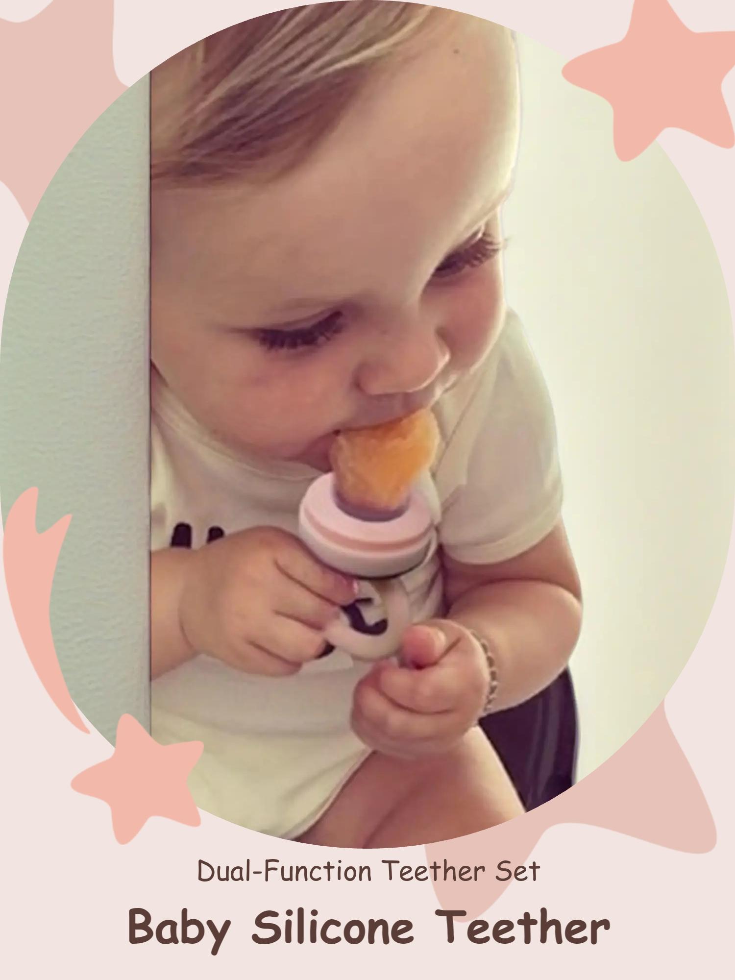 Baby Fruit Feeder Teether,Beaded Silicone Ring Handle, BPA-Free Fresh Food Feeder with 3 Mesh Pouches, Safe Tableware for Infant Self-Feeding Baby Fruit Feeder Teether,Beaded Silicone Ring Handle, BPA-Free Fresh Food Feeder with 3 Mesh Pouches, Safe Tableware for Infant Self-Feeding