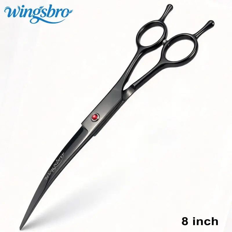 Wingsbro 8 Inch Curved Pet Grooming Scissors, Sharp Dog Cat Hair Cutting Shears, Professional Pet Grooming Tool