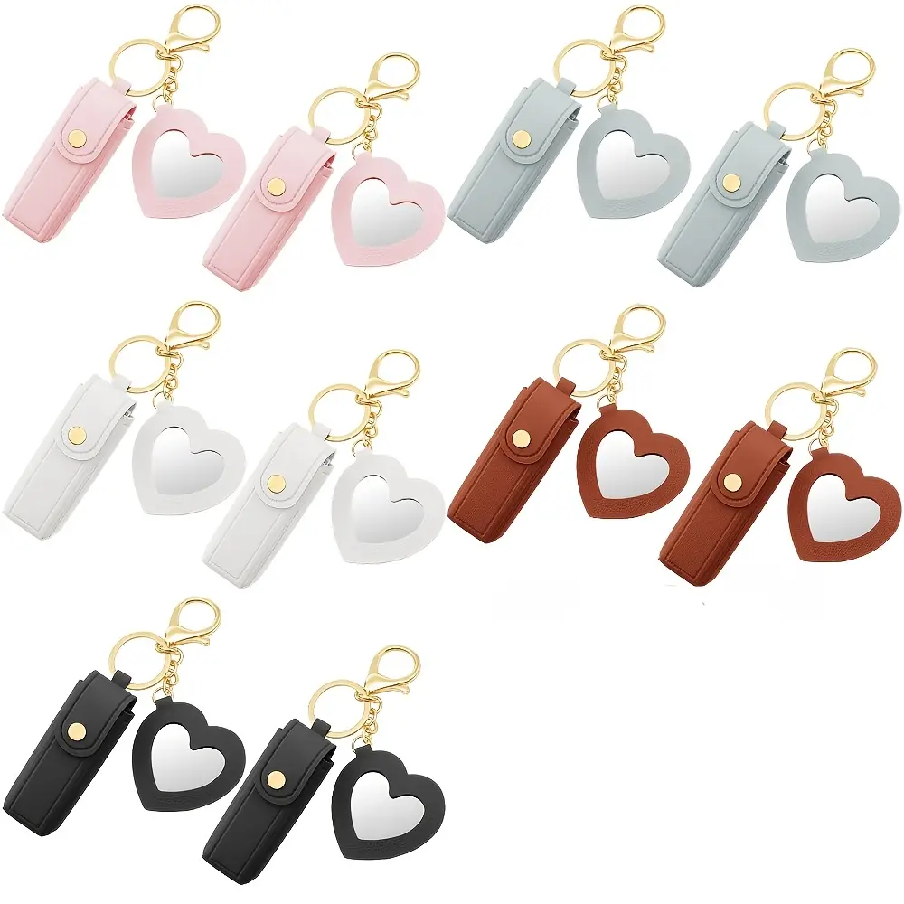 10pcs Lip Balm Keychain Set - Portable Fashion Accessory with Small Mirror, for Storing Soft Lip Balms & Mini Things for Mini Purse