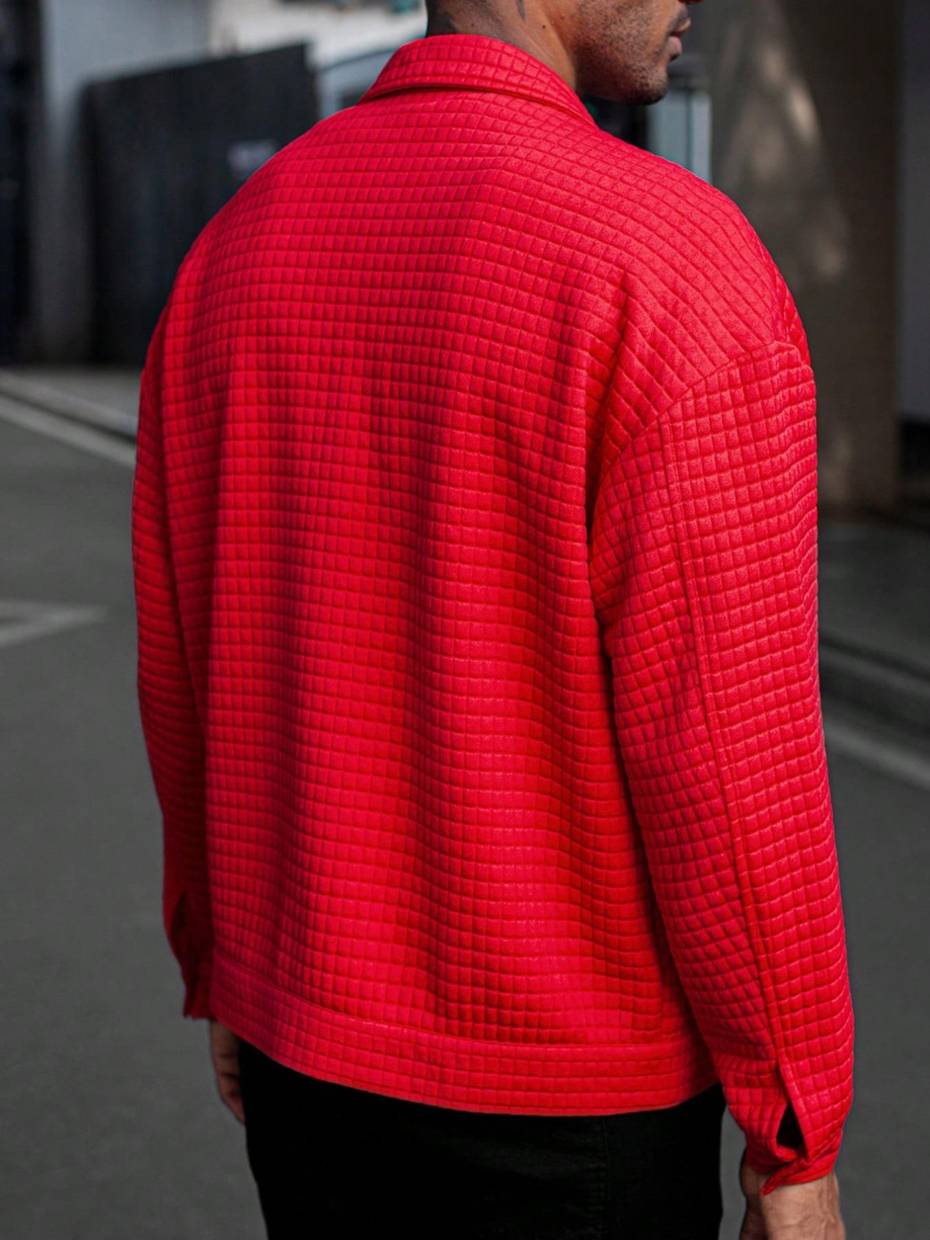 Men's Stitched Jacket with Snap Pockets, Loose Fit Casual Shirt Style, Perfect for Fall Season, Stylish Men's Outerwear Coats