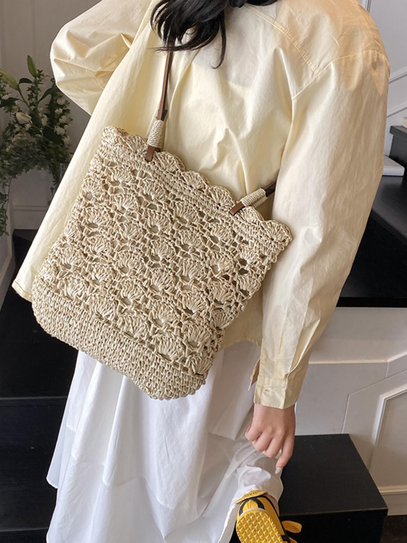 2026 New Spring Fashion Crossbody Basket Bag for Women, Boho Handbag, Straw Weave Beach Bag, Perfect for Vacation and Casual Wear