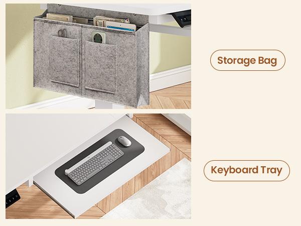 SEDETA 63 Inch Height Adjustable L Shaped Electric Standing Desk Computer Gaming Desk with Led Lights 3 Drawers Power Outlet