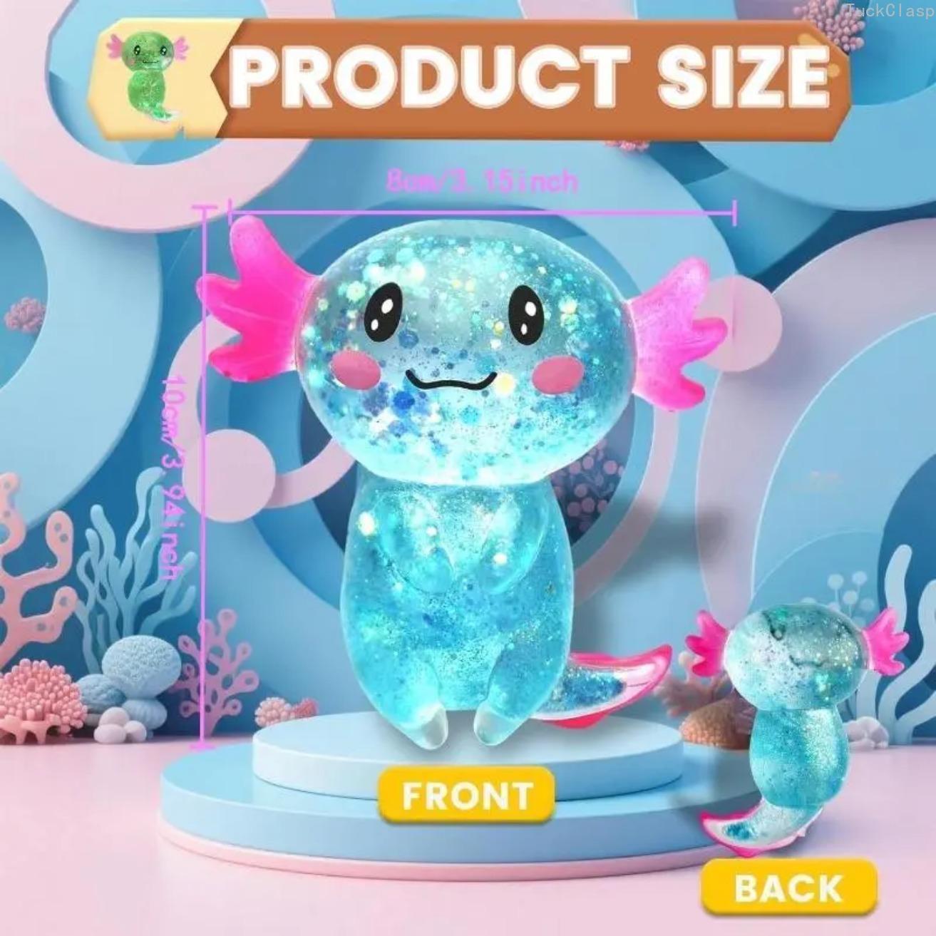 4pcs Axolotl Squishy Stress Relief Toy Glitter Fidget Toys Cute Malt Sugar Axolotl Toy Fidget Toys Adults Fidget Toys for Kids Youth Adult, Party Favors Anxiety Relief Taba Squishy Toys Gift(4pcs)