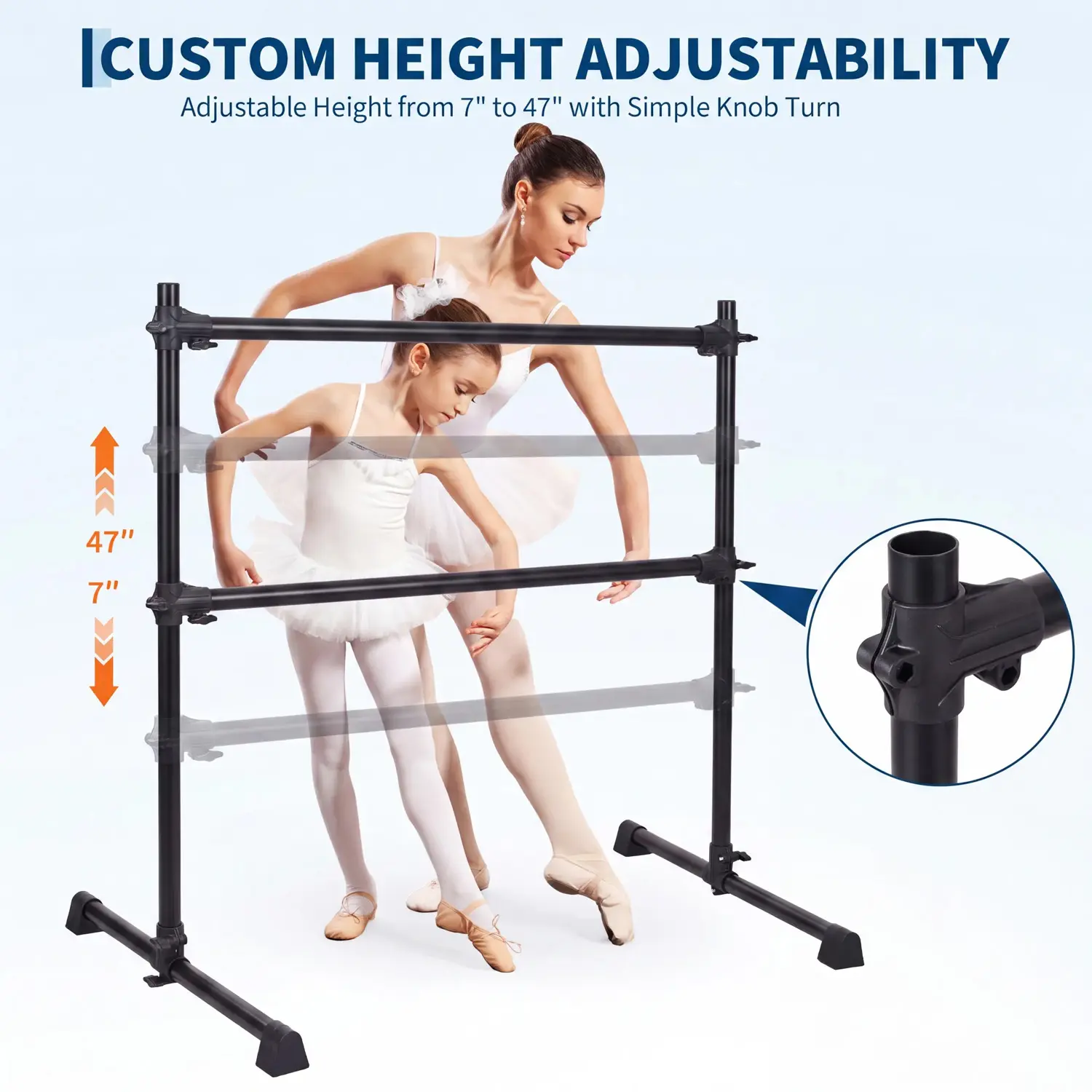 4FT Freestanding Ballet Barre for Home Dance Practice - Adjustable Heavy-Duty Portable Barre for Pilates, Stretching, Adults & Kids