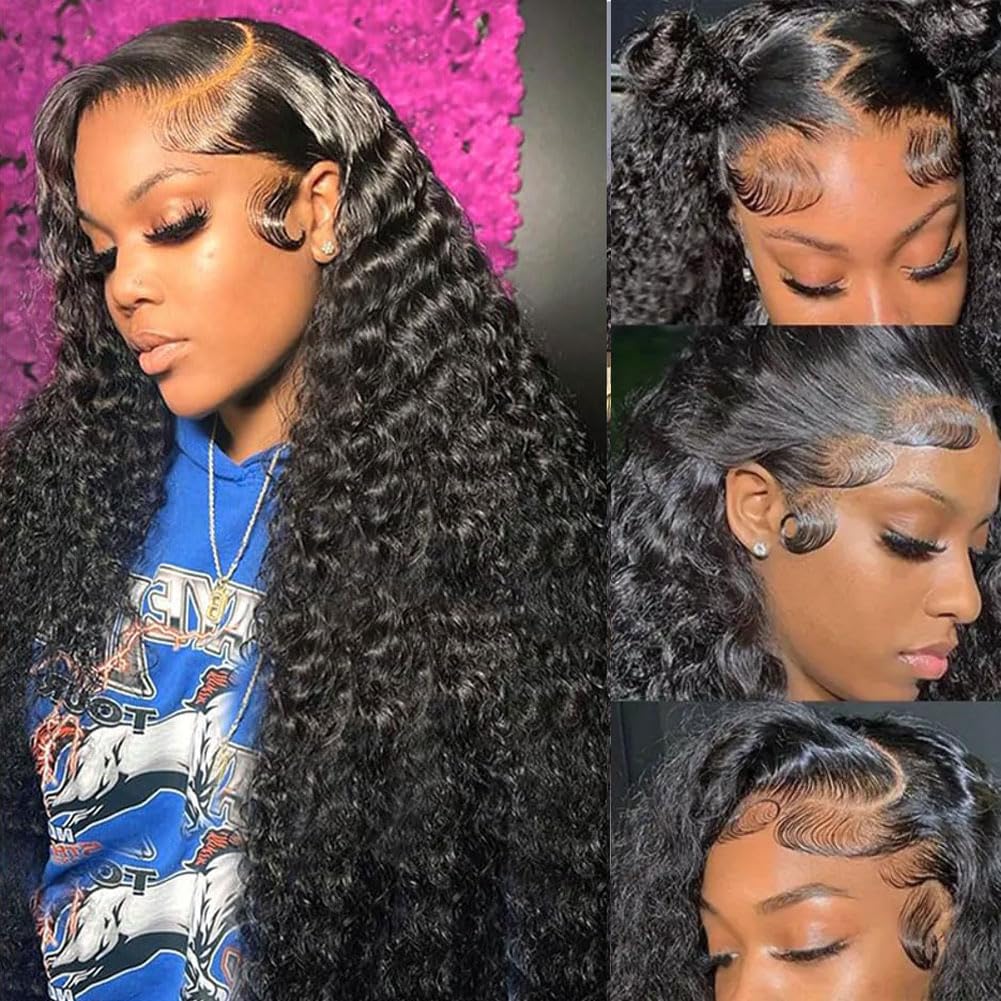 30 Inch Deep Wave Lace Front Wigs Human Hair 180 Density  display picture 1