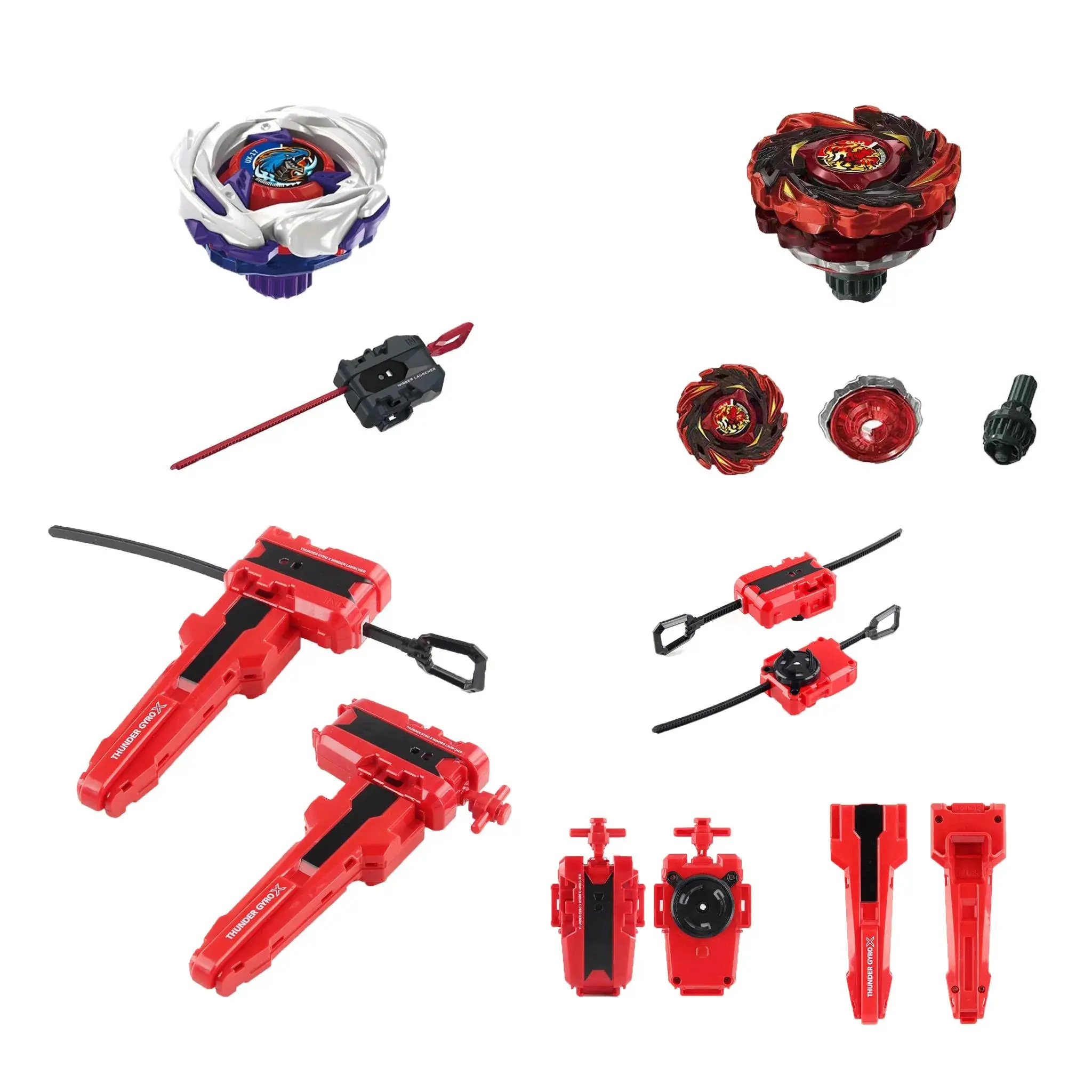 Spinning Top CX-12 Radiance Phoenix  Booster UX17 Metal Spinning Top Battle Toy With All Red Version Ripcord Launcher