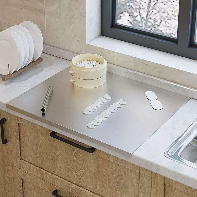 Stainless Steel Cutting Boards for Kitchen,304 Stainless Steel Chopping Boards with Lip and Non-slip silicone pad for Countertop Cutting Meats Fruits,Easy To Clean(40 x 60cm/15.7 x 23.62 in)