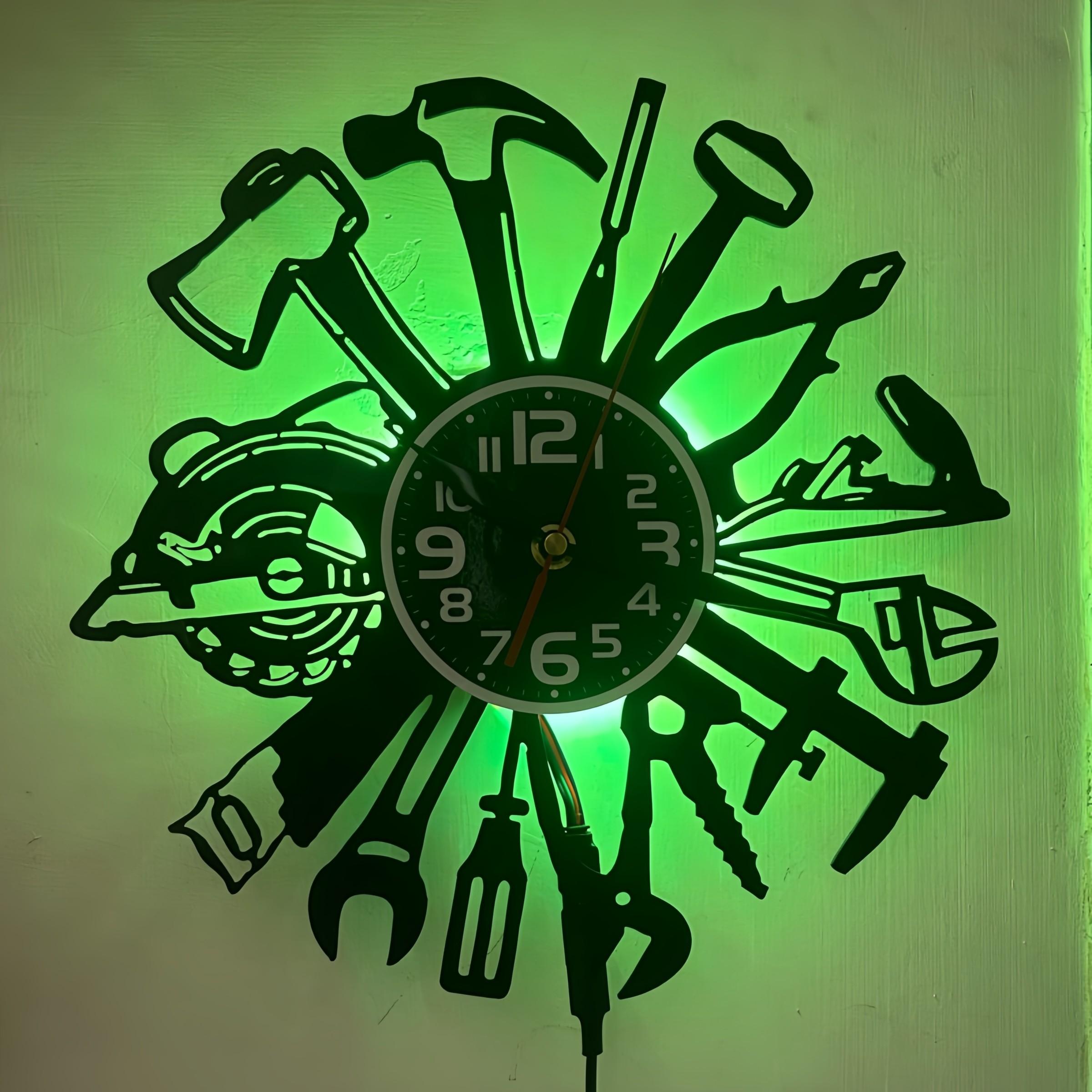 Tool-Shape LED Wall Clock, Perfect for Garage and Repair Workshop, Loved by Mechanics and DIY Enthusiasts, Quartz Movement