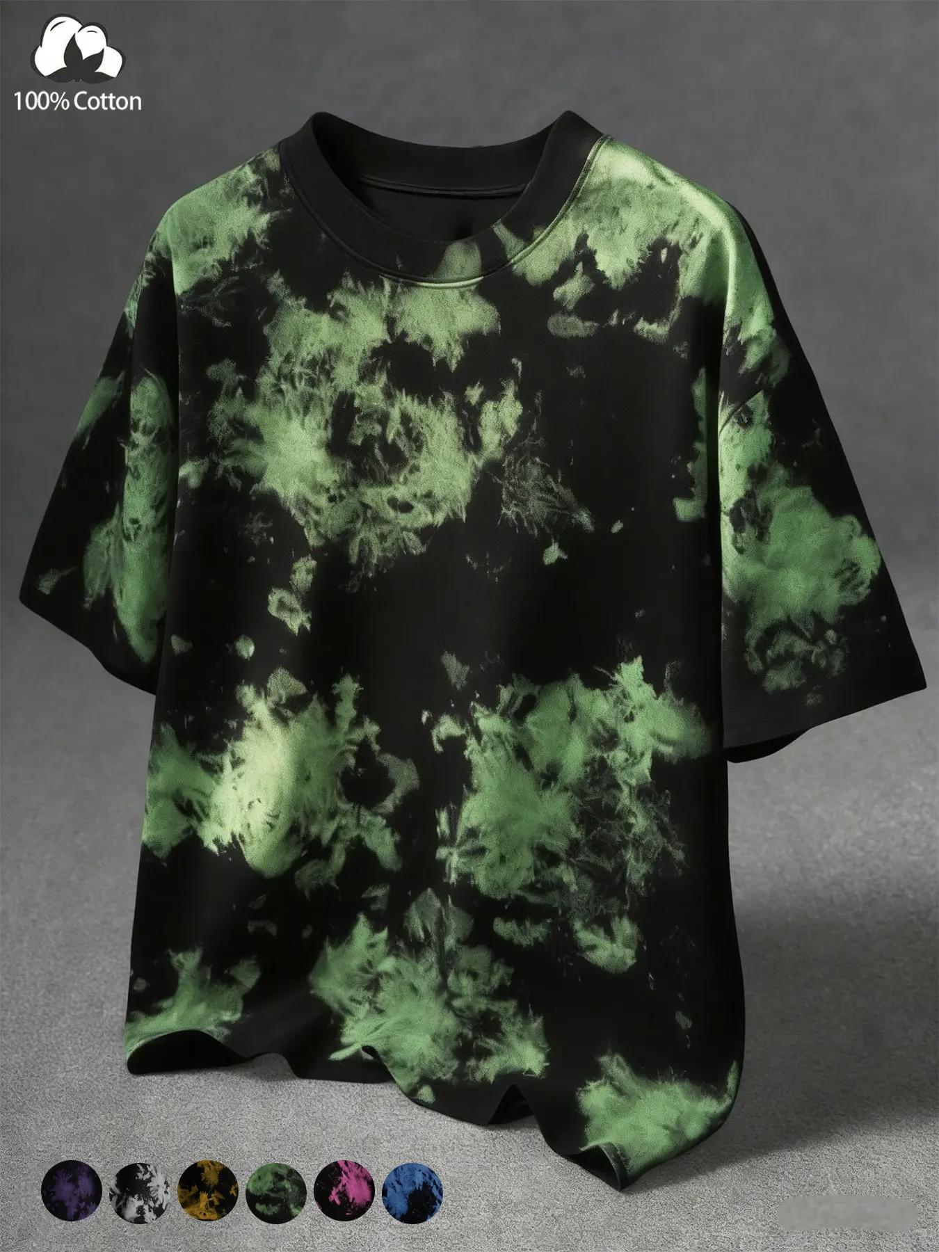 Unisex Vintage Stylish Street Style Tie-Dye Summer Short Sleeve Cotton T-Shirt, Y2K Fashion Streetwear, High Street Culture, Couple's Matching Casual Daily Wear