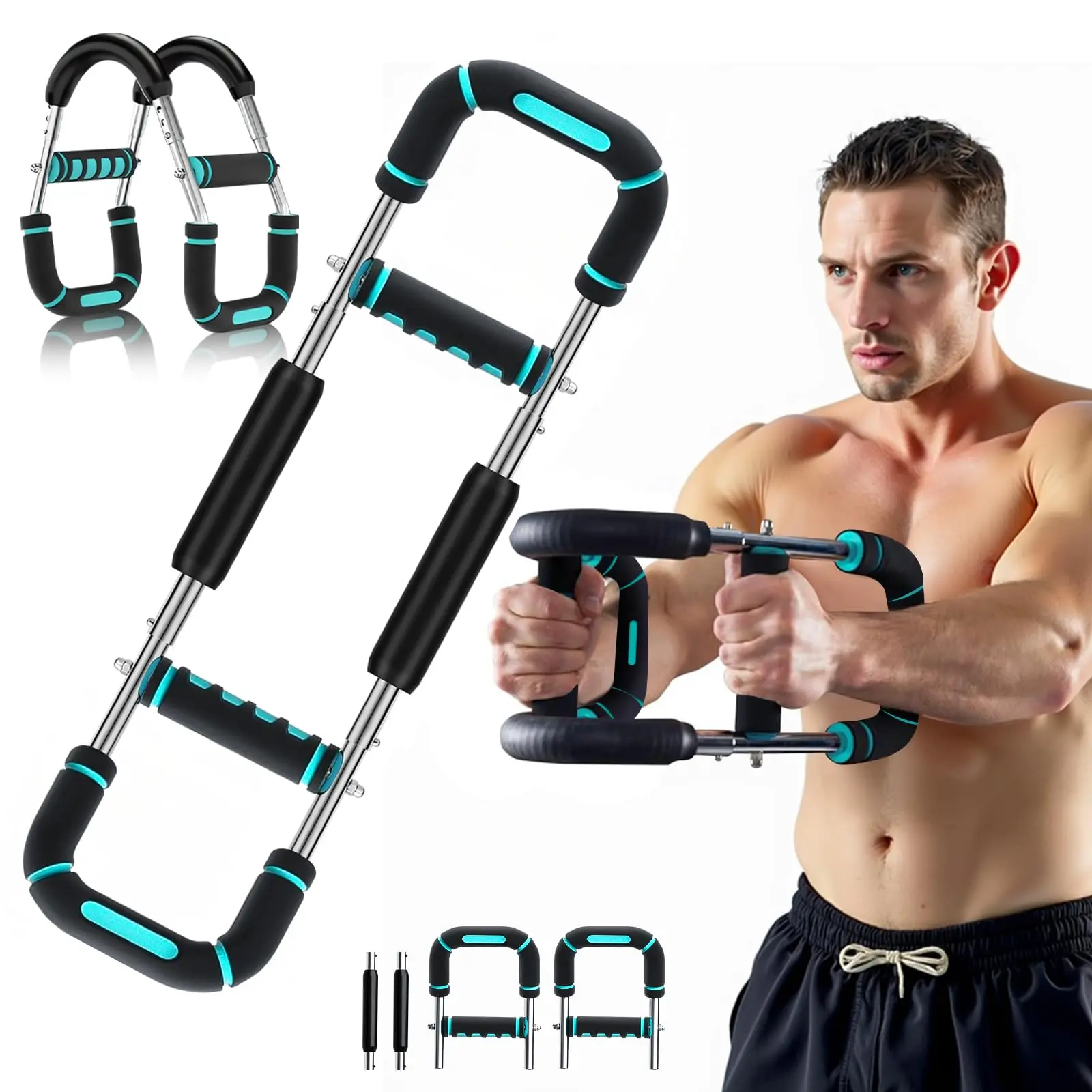 Adjustable Power Twister Resistance Bar - Rotating Arm Trainer, Multifunctional Home Fitness Equipment, Portable Upper Body Strength Tool for Chest/Arms Training, Men's Gym Gear, Gifts for Him