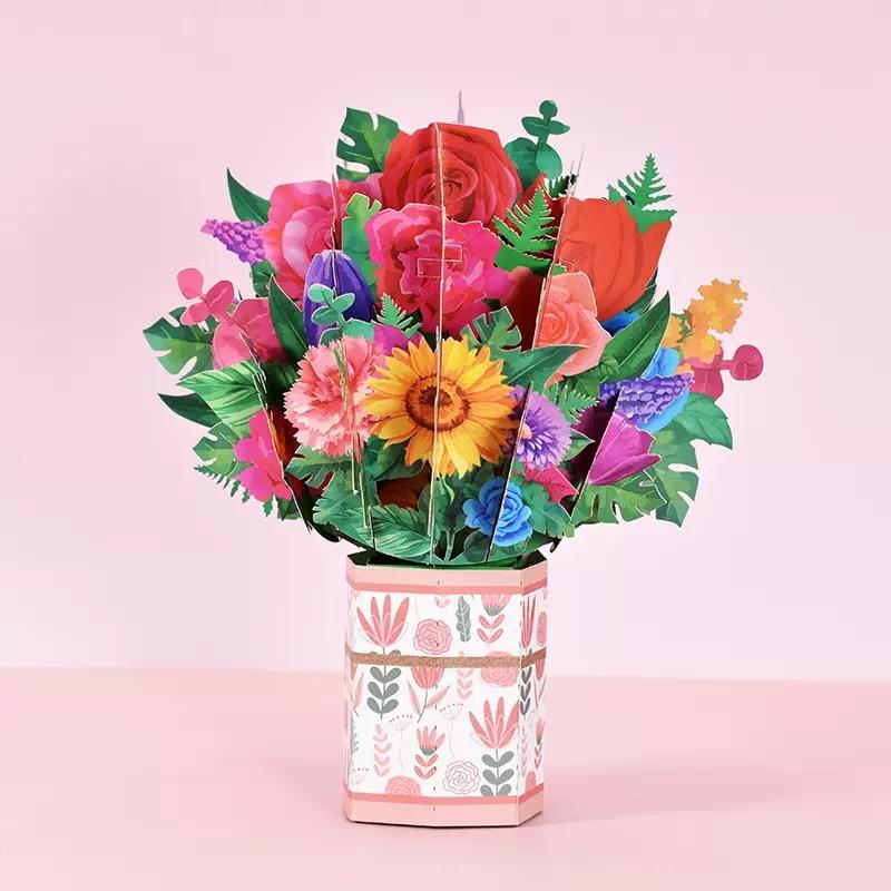 Paper Love Flower Bouquet Pop-Up Card – Mothers Day Gift, Mother's Day Card, Mom's Day Flowers, 3D Popup Greeting Card, Keepsake Flowers, Inspirational Card, Gifts for Mom, Wife, Grandma, Mother-In-Law, Birthday, Anniversary, Get well, Thank You