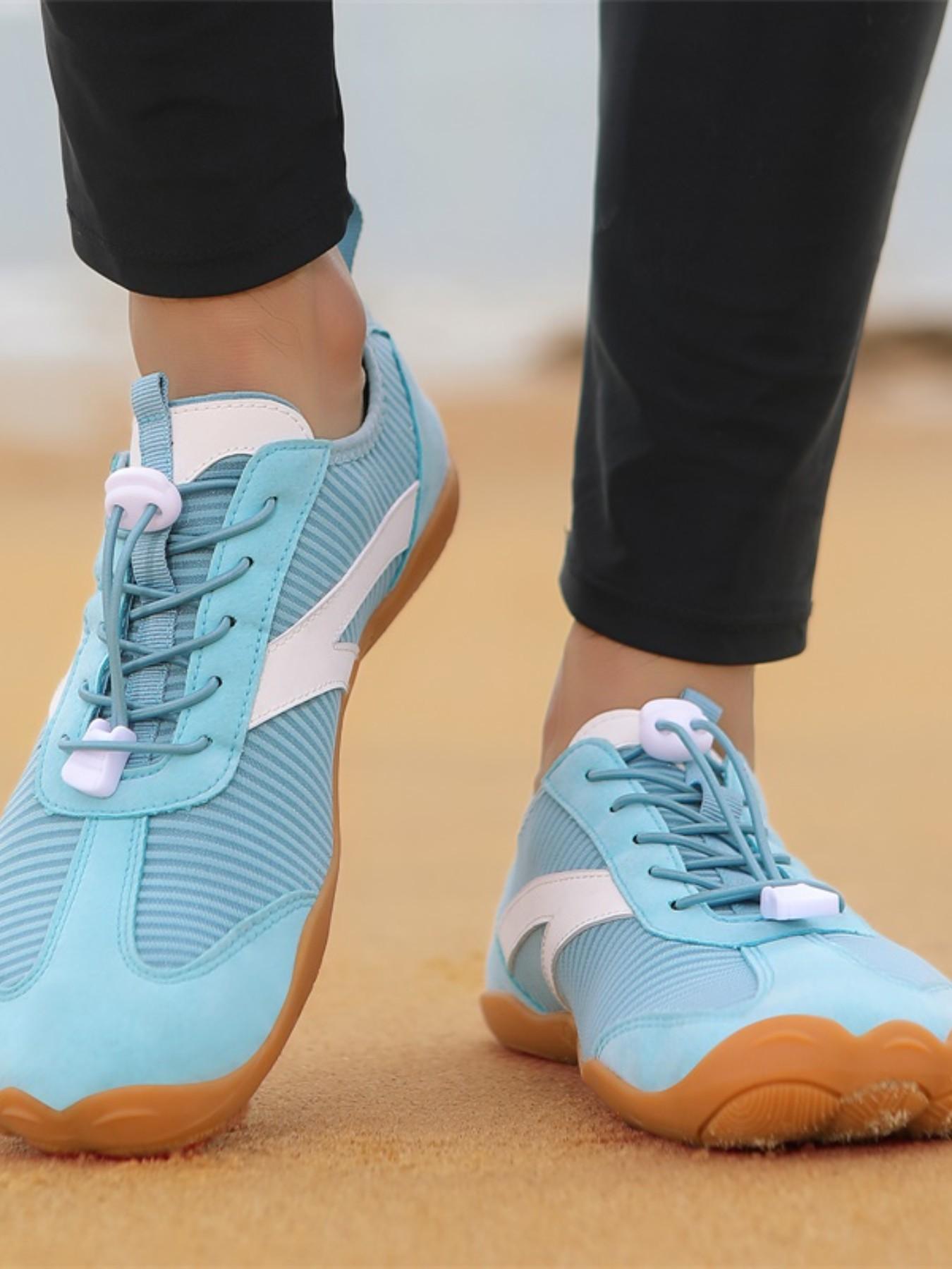 Couple Five-Finger Yoga Shoes, Casual Indoor Fitness Sneakers, Mesh Fabric, Rubber Sole, Wide Fit, Solid Color, China Made