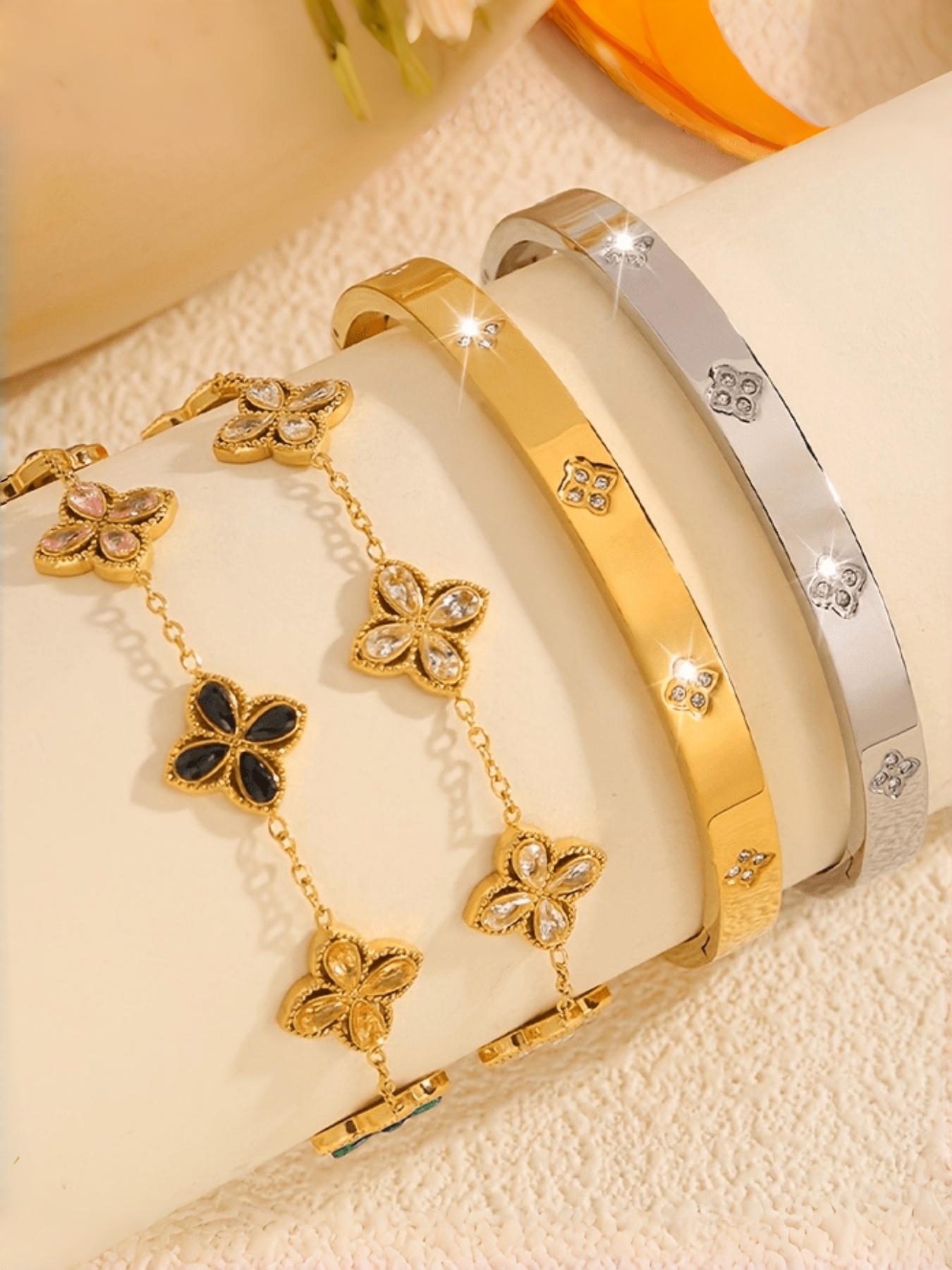 4-piece stainless steel jewelry set, stackable, with an eternal and elegant style, durable and waterproof, a delicate accessory for women suitable for both daily and special occasions, an ideal gift