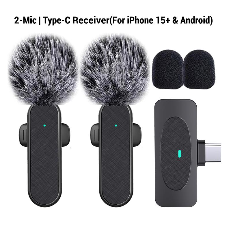 Professional Wireless Lavalier Microphone with Intelligent Noise Cancelling, Plug & Play for iPhone and Android Smartphones, Rechargeable Lapel Mic for Video Recording, Teaching, Interviews and Podcasts