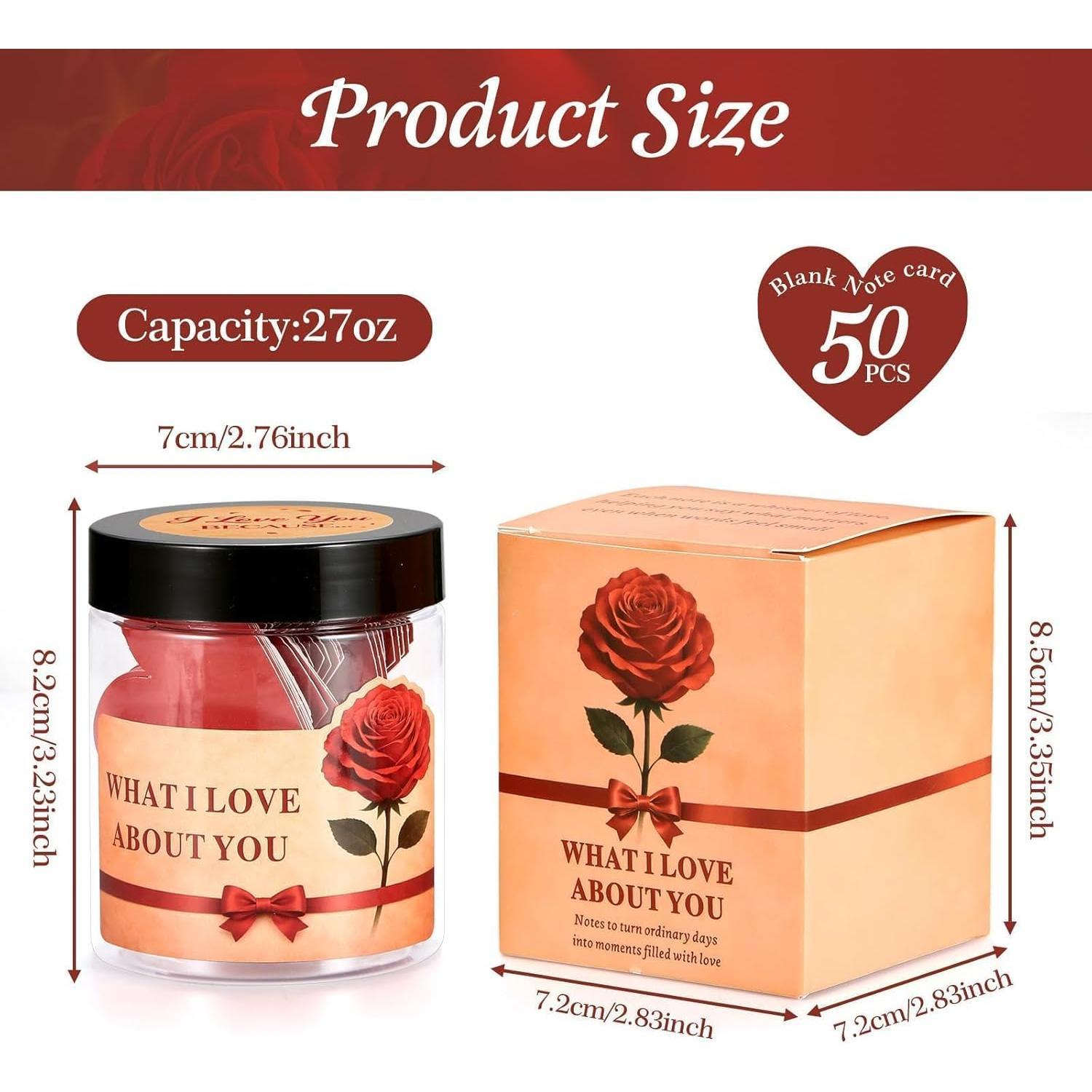 I Love You Because Jar - 50 Blank Love Notes Memory Jar for Boyfriend Girlfriend, Weding Shower Love Notes for Him Husband Wife, Love Letter Paper for Women Men, Anniversary Wedding Card I Love You Because Jar - 50 Blank Love Notes Memory Jar for Boyfriend Girlfriend, Weding Shower Love Notes for Him Husband Wife, Love Letter Paper for Women Men, Anniversary Wedding Card