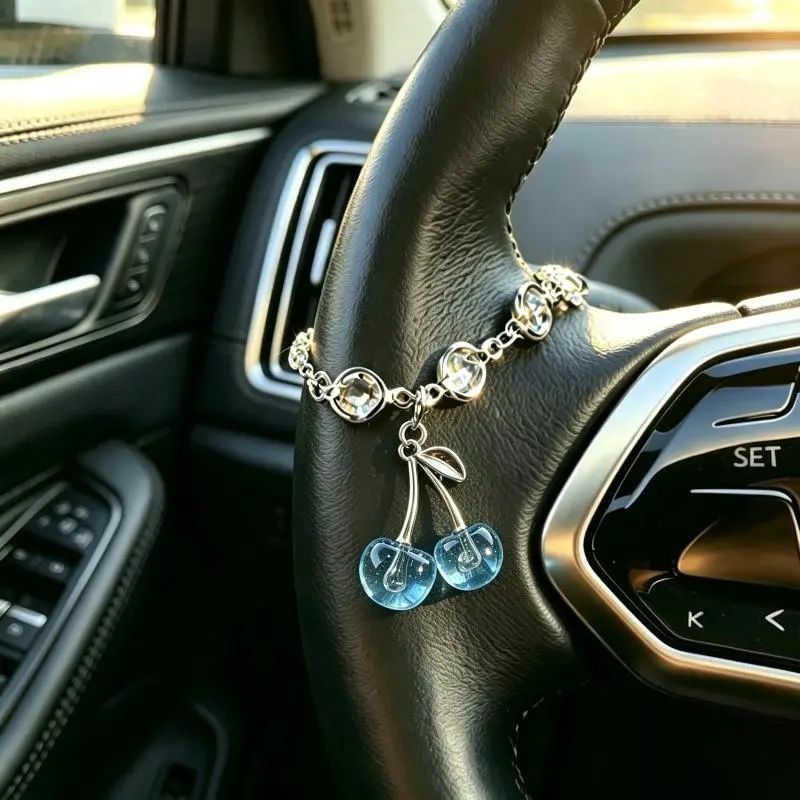 Exquisite Cherry-shaped Car Ornaments and Hanging Decorations, Fashionable Decorations for Car Steering Wheels, As Well As Bag Hanging Decorations