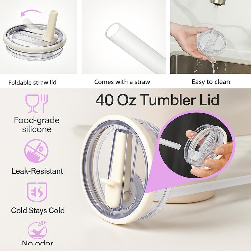 40 Oz Large Capacity Travel Mug, Portable Vacuum Water Bottle with Handle & Foldable Straw, Ideal for Home Office Outdoor Camping, Hydration Tumbler