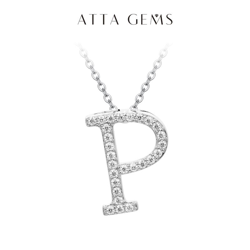 A~Z 26 Letters Necklace Synthetic Moissanite Pendant DIY Design Have Pendant and Chain Free N010